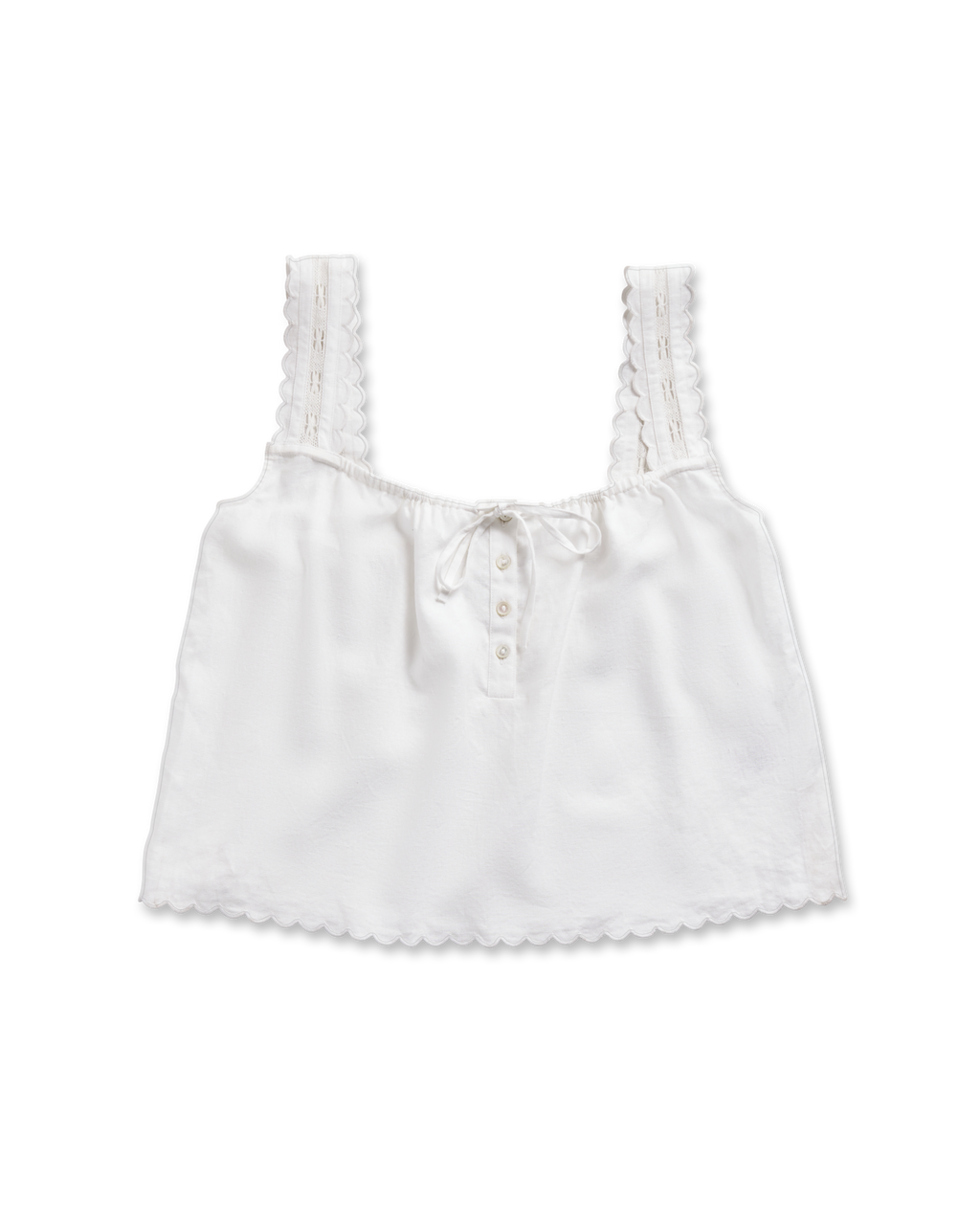 Women's Linen Artisanal Tank - White Linen Cotton