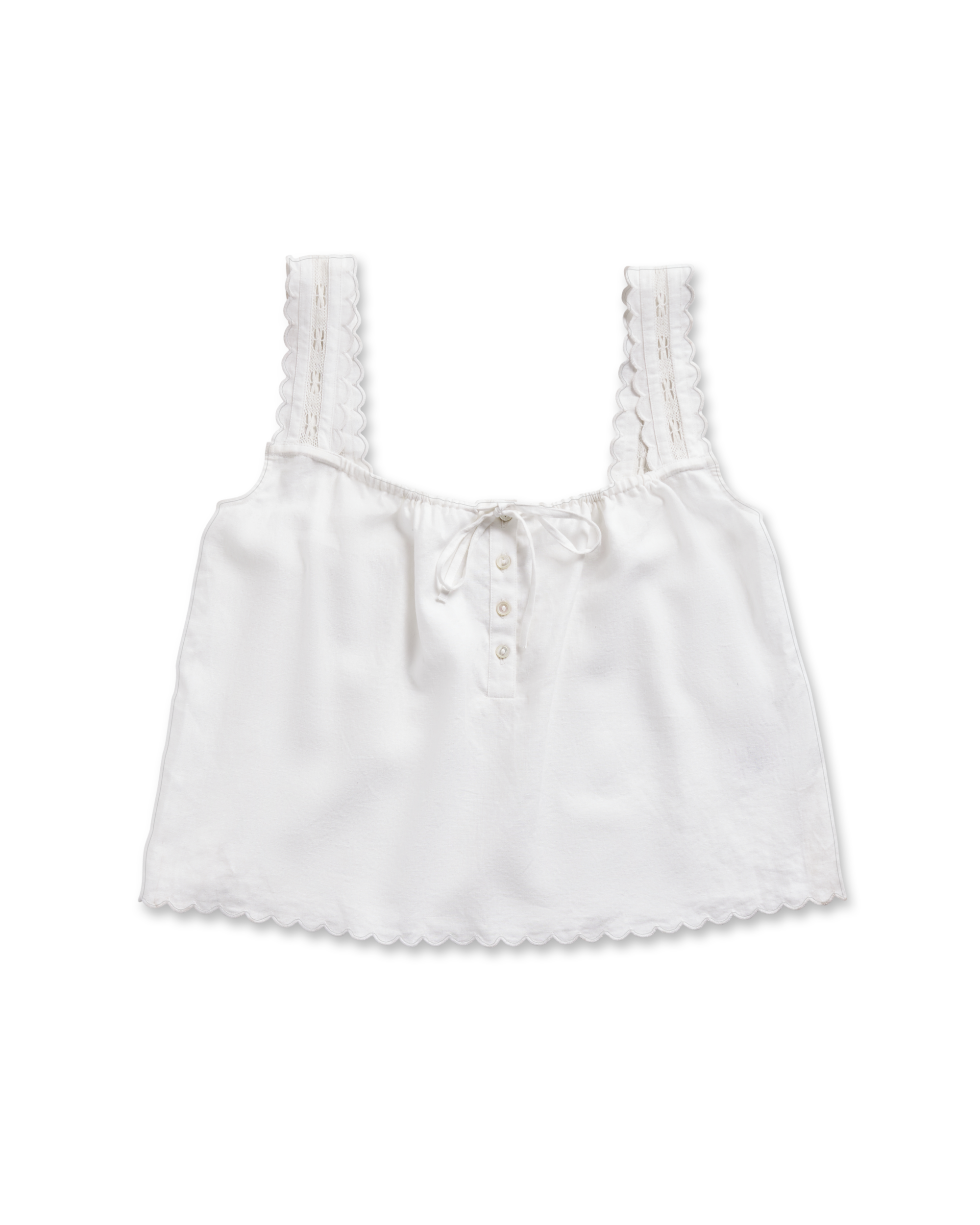 Women's Linen Artisanal Tank - White Linen Cotton