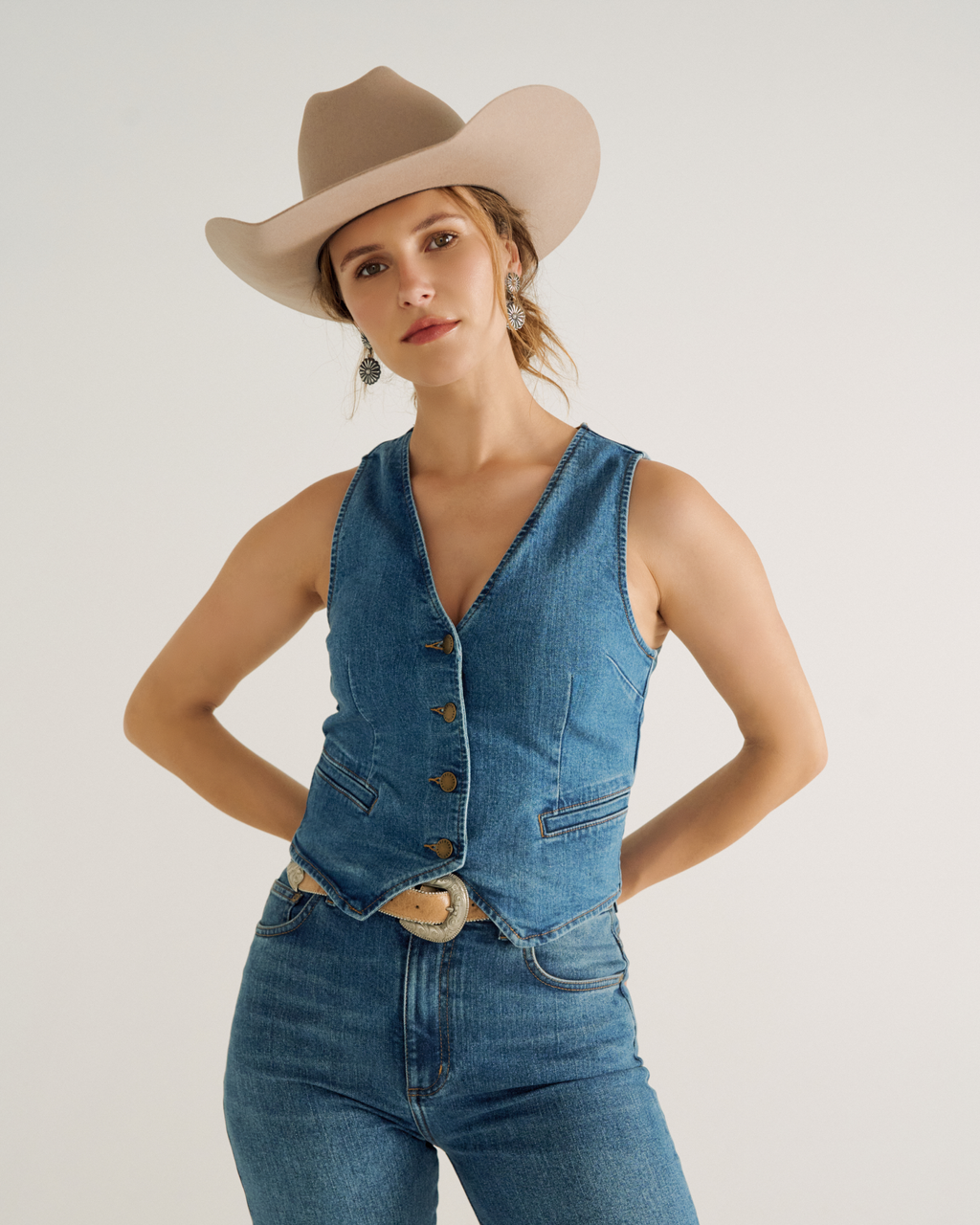 Women's Denim Vest - Medium Wash Denim