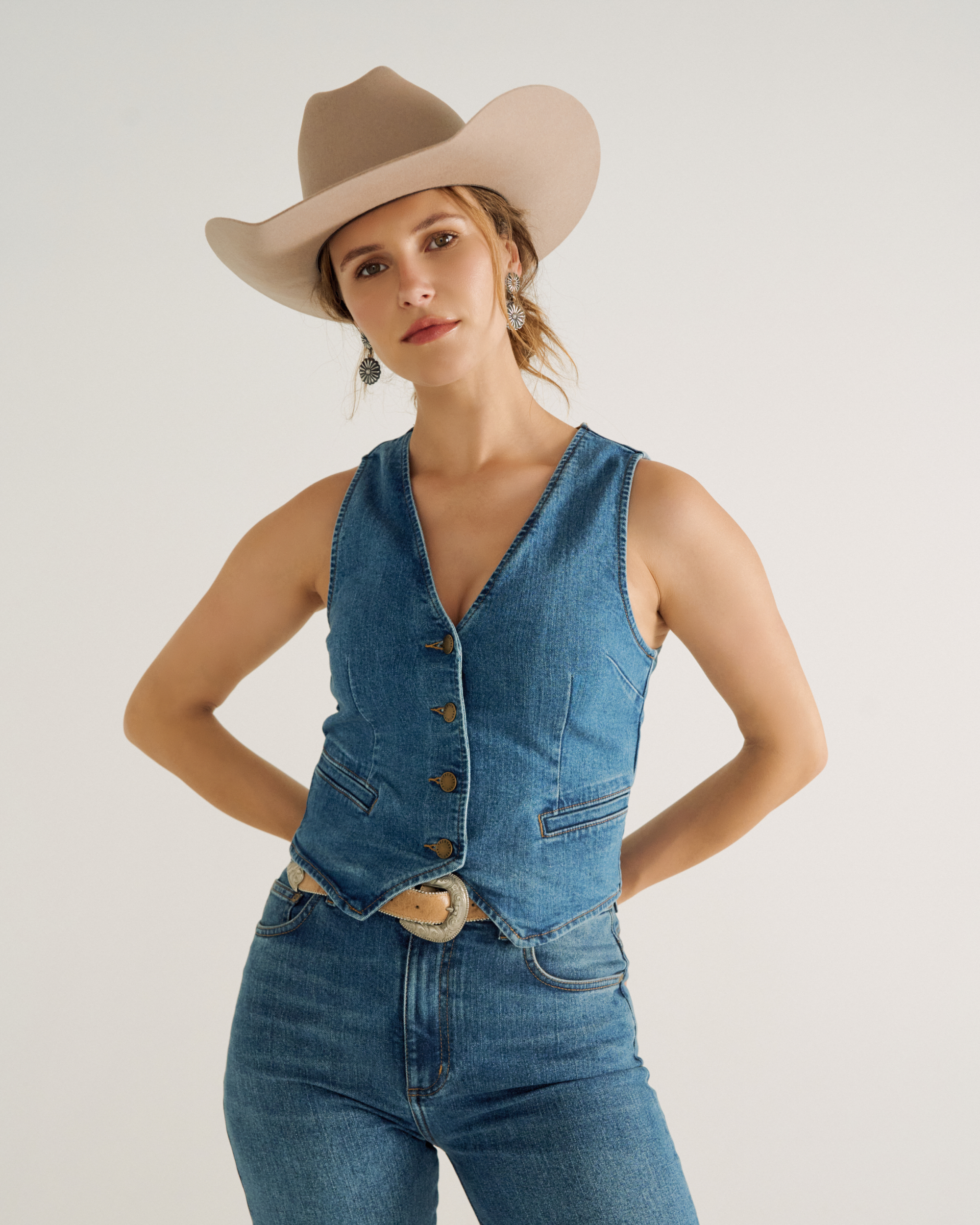 Women's Denim Vest - Medium Wash Denim