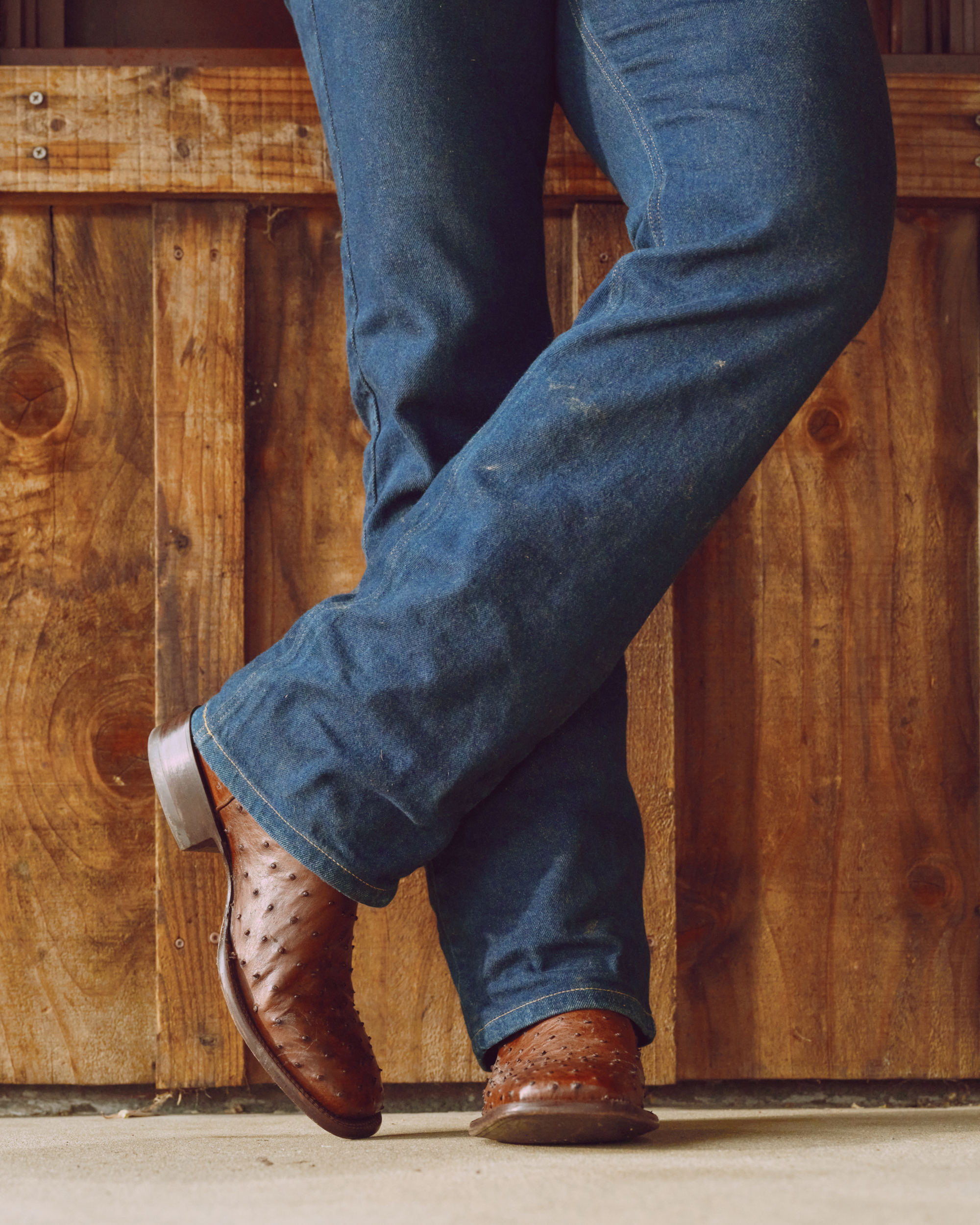 The Emmitt - Hazelnut Denim Ostrich