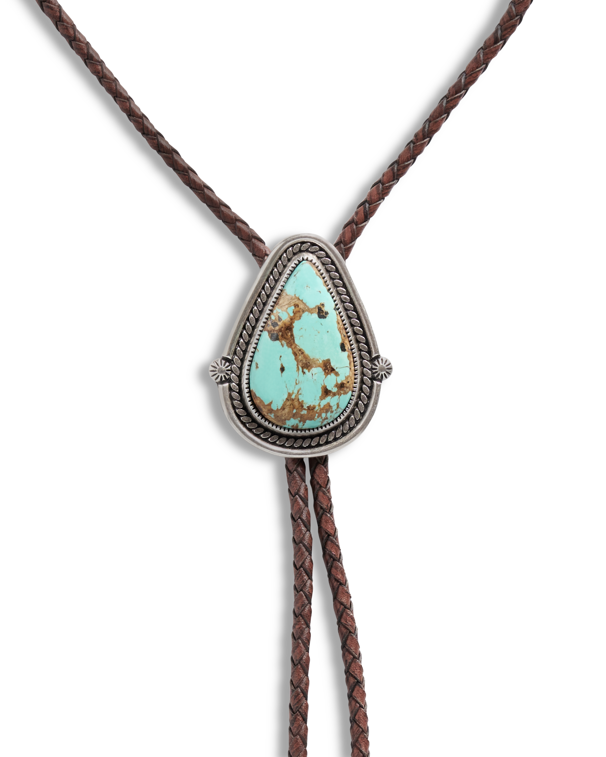 Iron Lamb Turquoise Drop Bolo - Turquoise Brown Turquoise