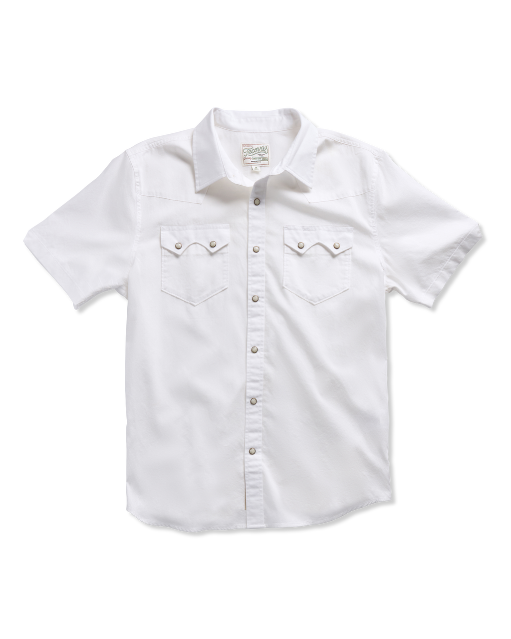 Men's Sawtooth Short Sleeve Pearl Snap - White Cotton
