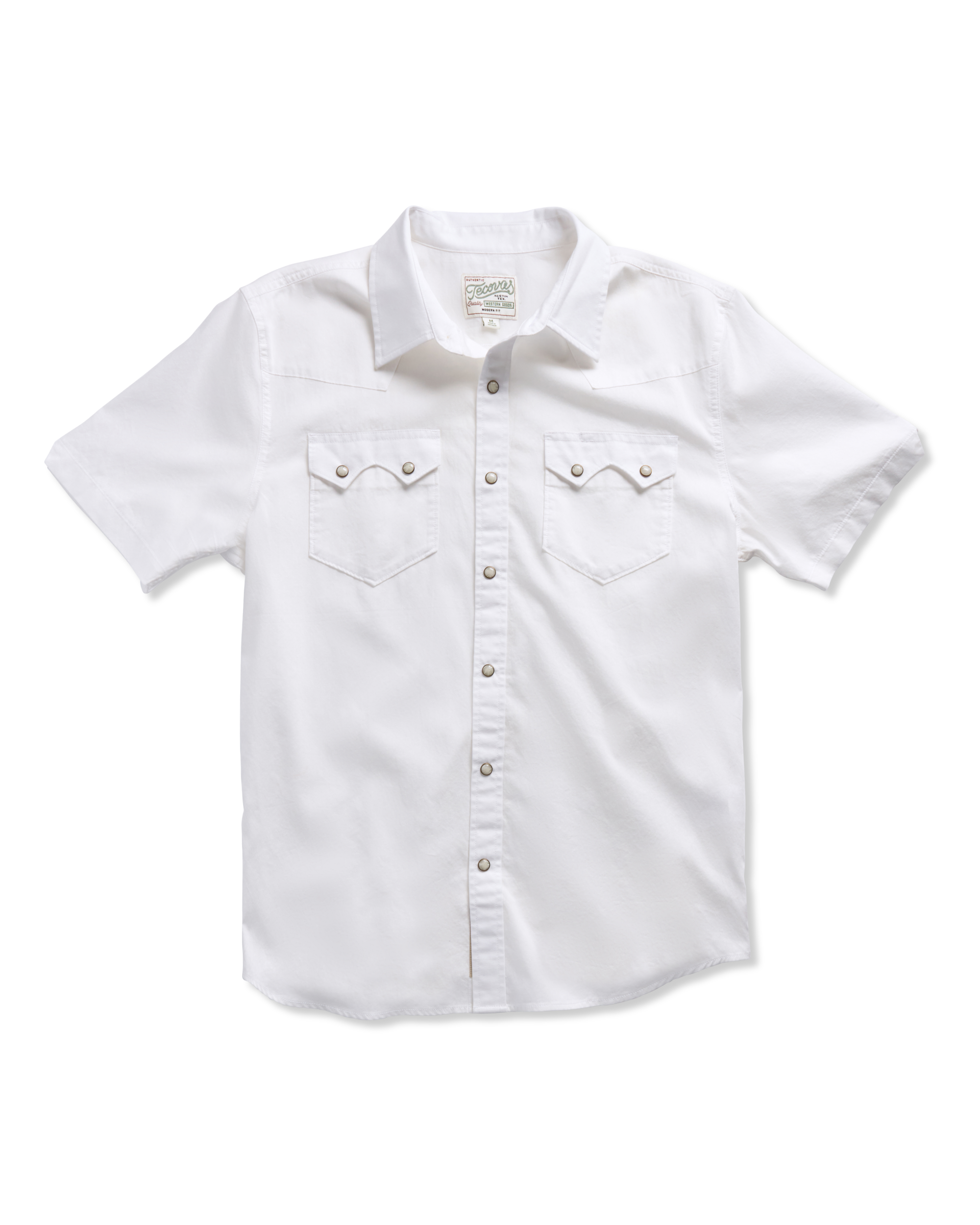Men's Sawtooth Short Sleeve Pearl Snap - White Cotton
