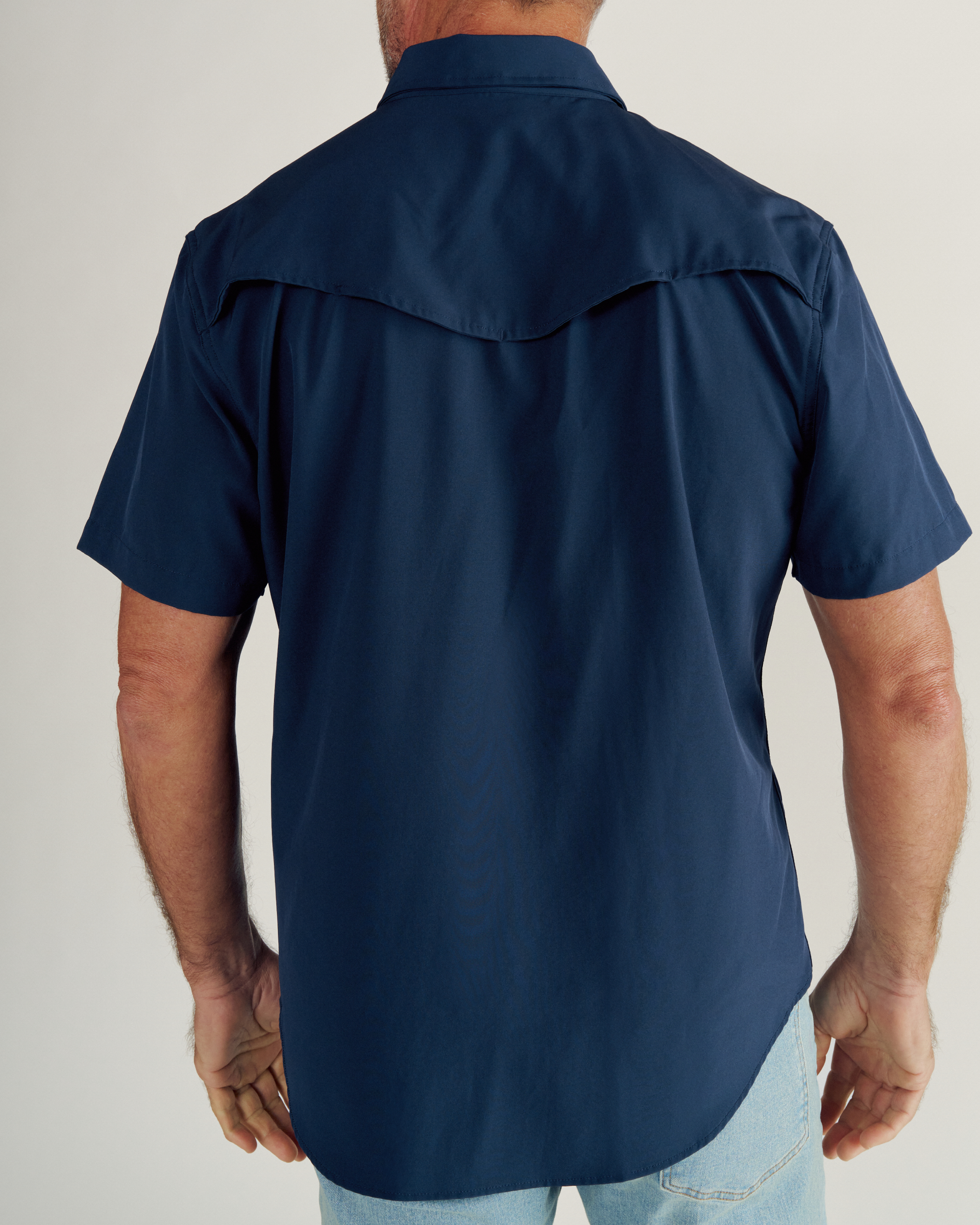 Men's Performance Short Sleeve Western Pearl Snap - Classic Fit - Navy Performance