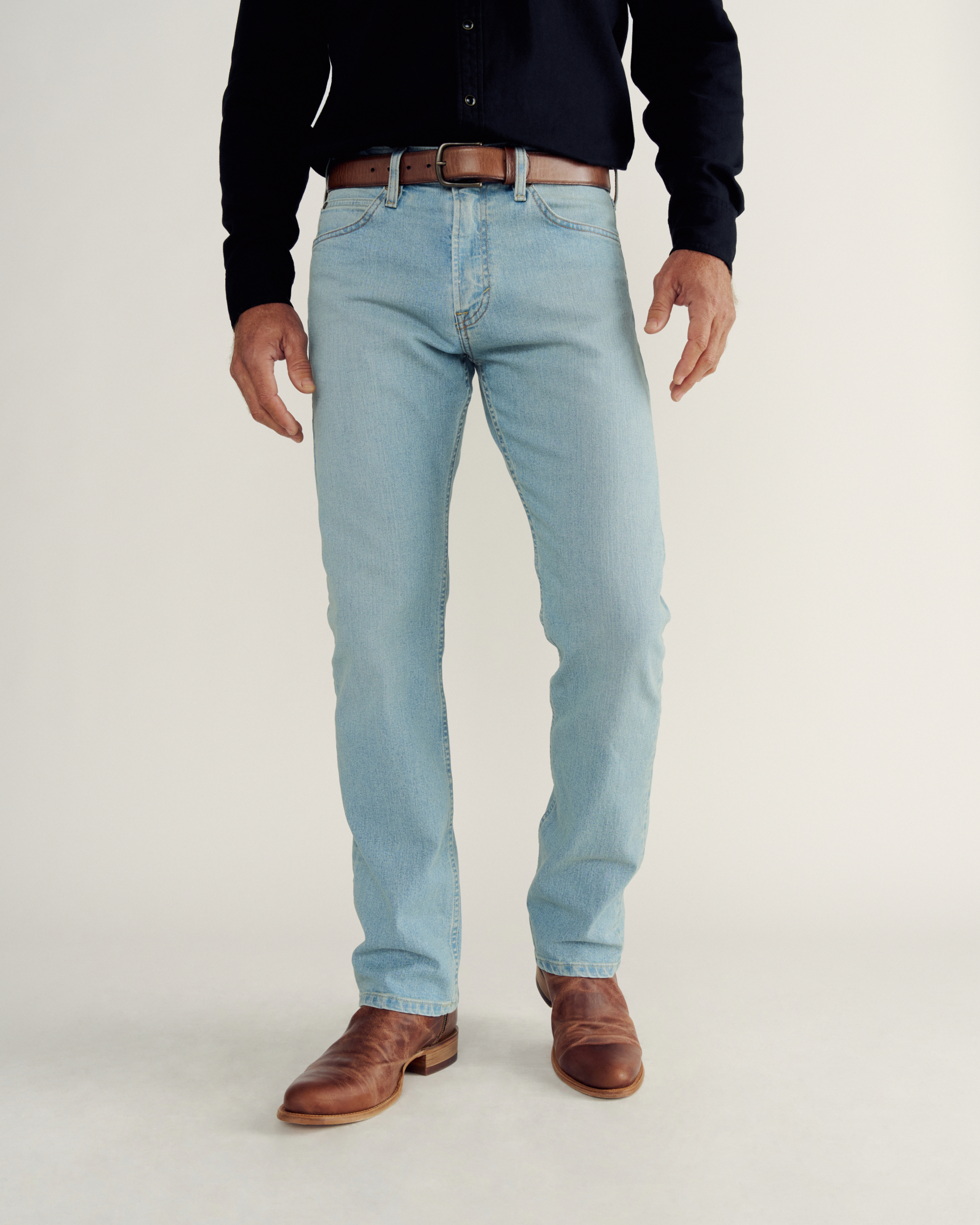 Men's Slim Straight Stretch Denim - Light Stone Wash Stretch Denim