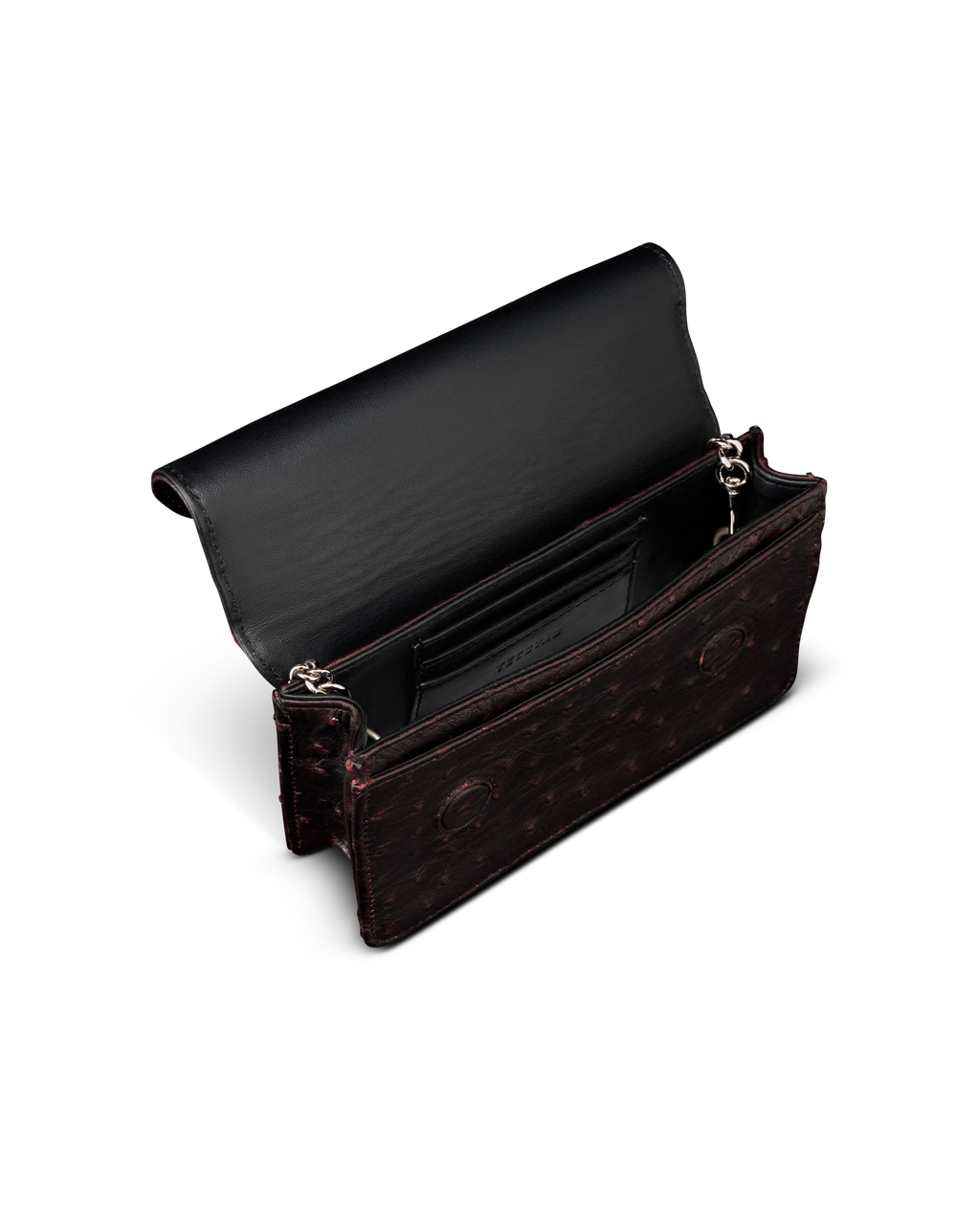 Concho Chain Crossbody - Black Cherry Ostrich