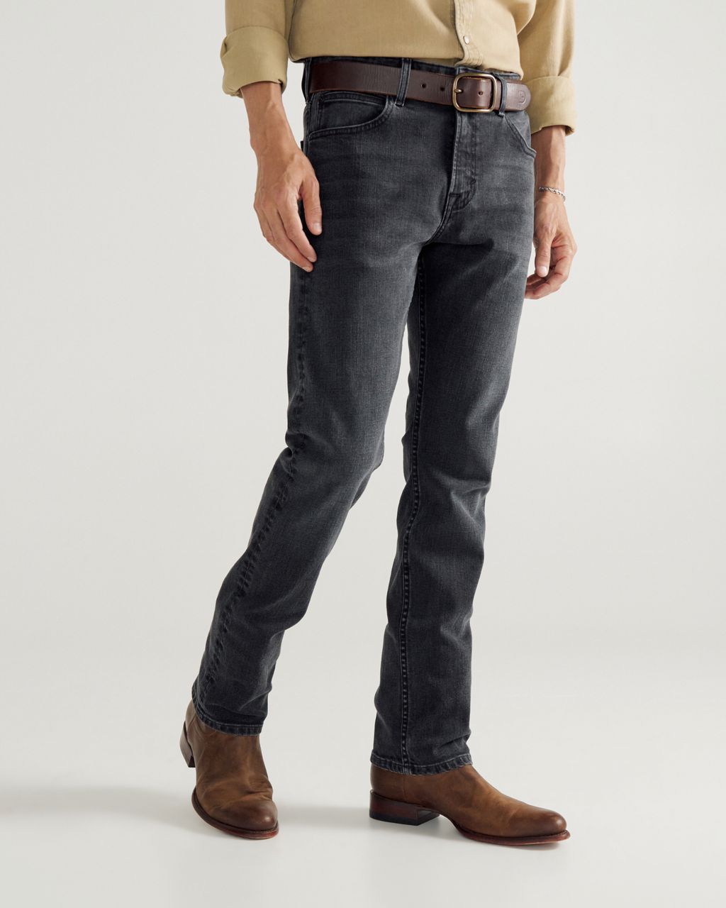 Men's Slim Straight Stretch Denim - Washed Black Stretch Denim