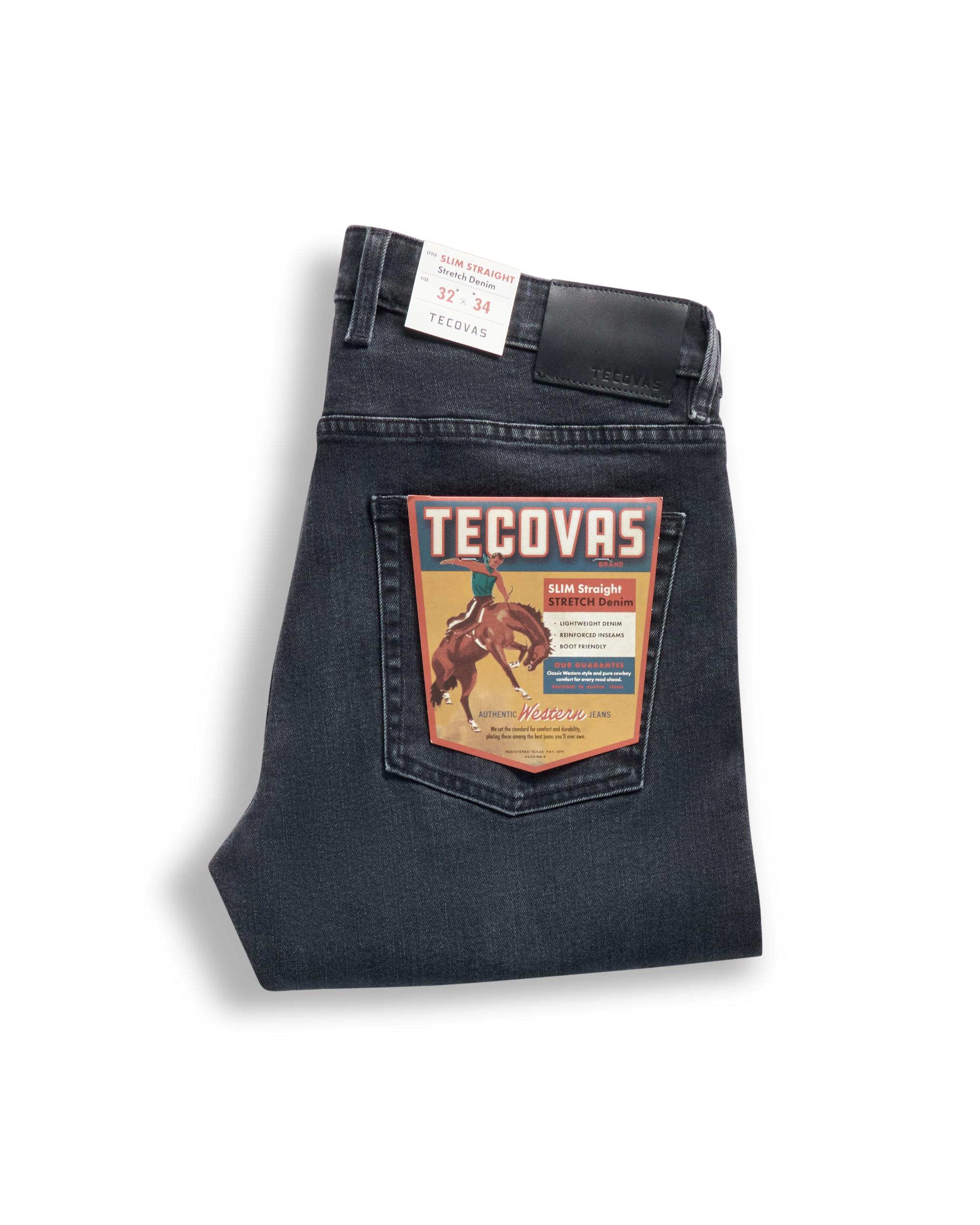 Men's Slim Straight Stretch Denim - Washed Black Stretch Denim