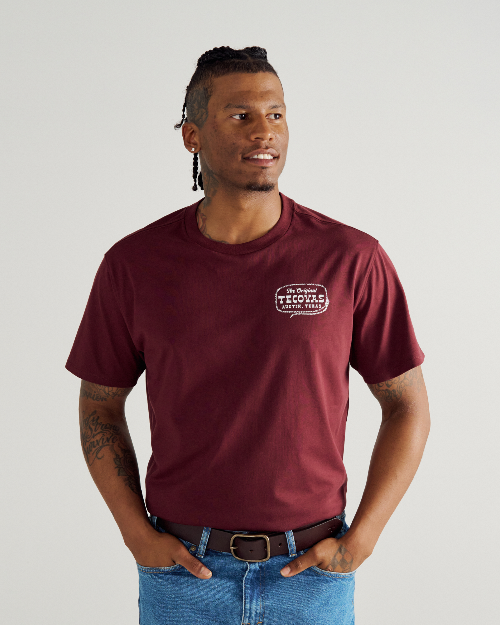 Men's Original Tecovas Rope Tee - Port Bone Supima Cotton