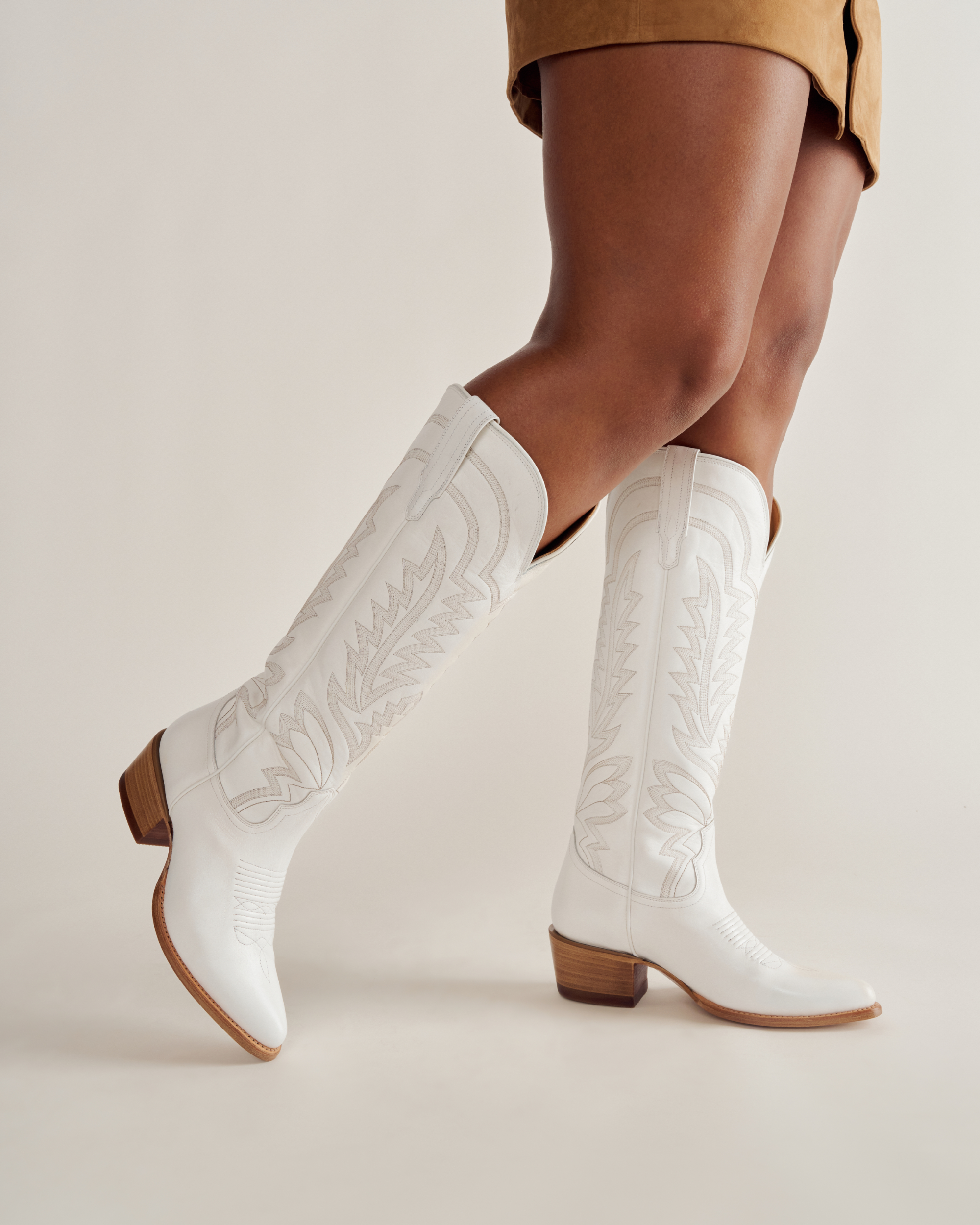 The Abby Wide Calf - Snow Cowhide