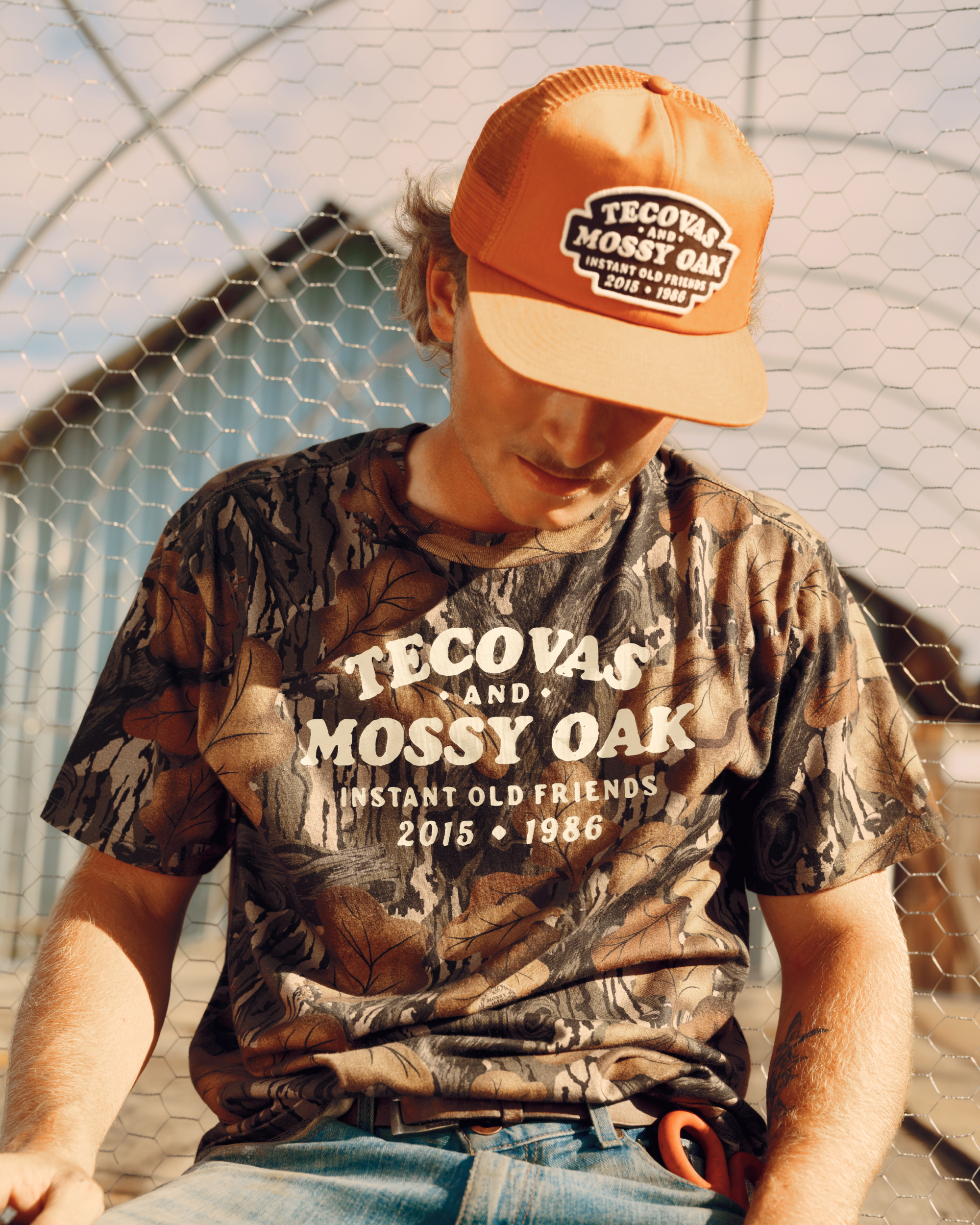 Tecovas x Mossy Oak Flat Brim Trucker - Rust Cotton Polyester