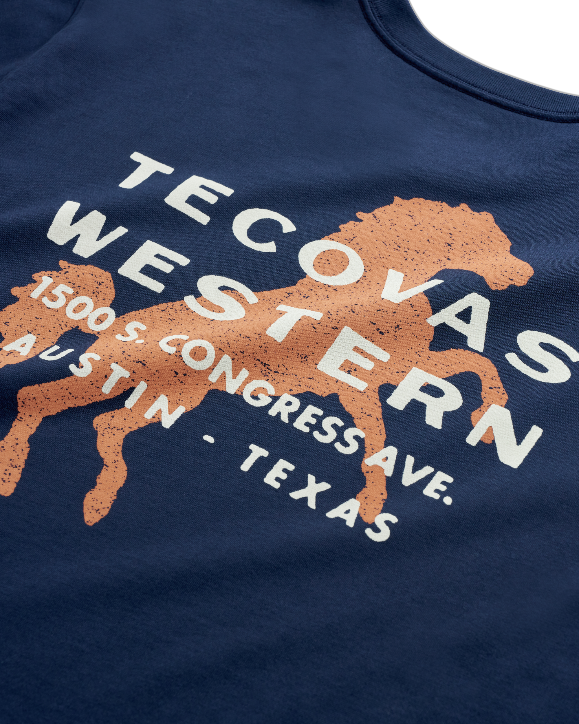 Men's Western Horseman Pocket Tee - Navy White Supima Cotton