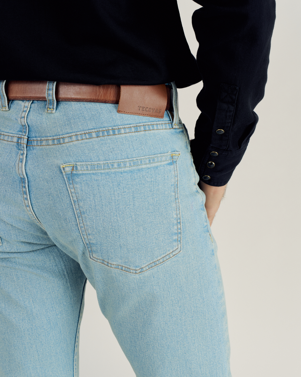 Men's Slim Straight Stretch Denim - Light Stone Wash Stretch Denim
