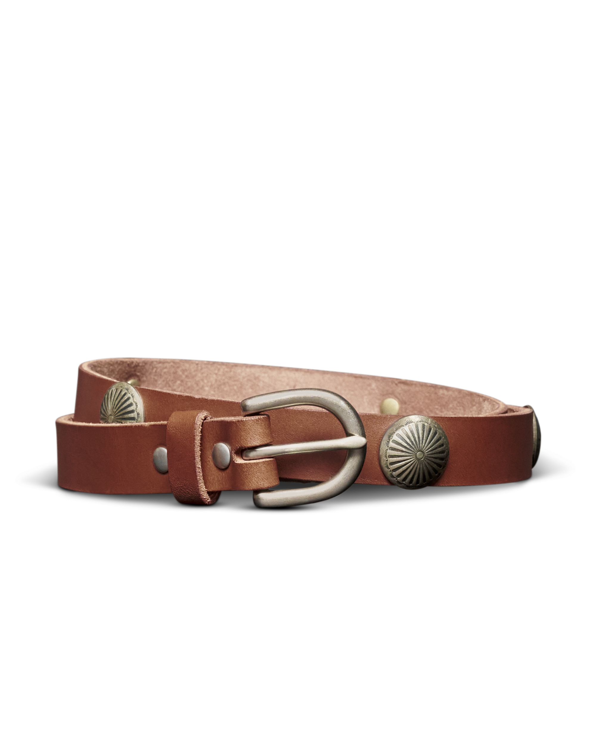 Women's Concho Belt - Brown Cowhide