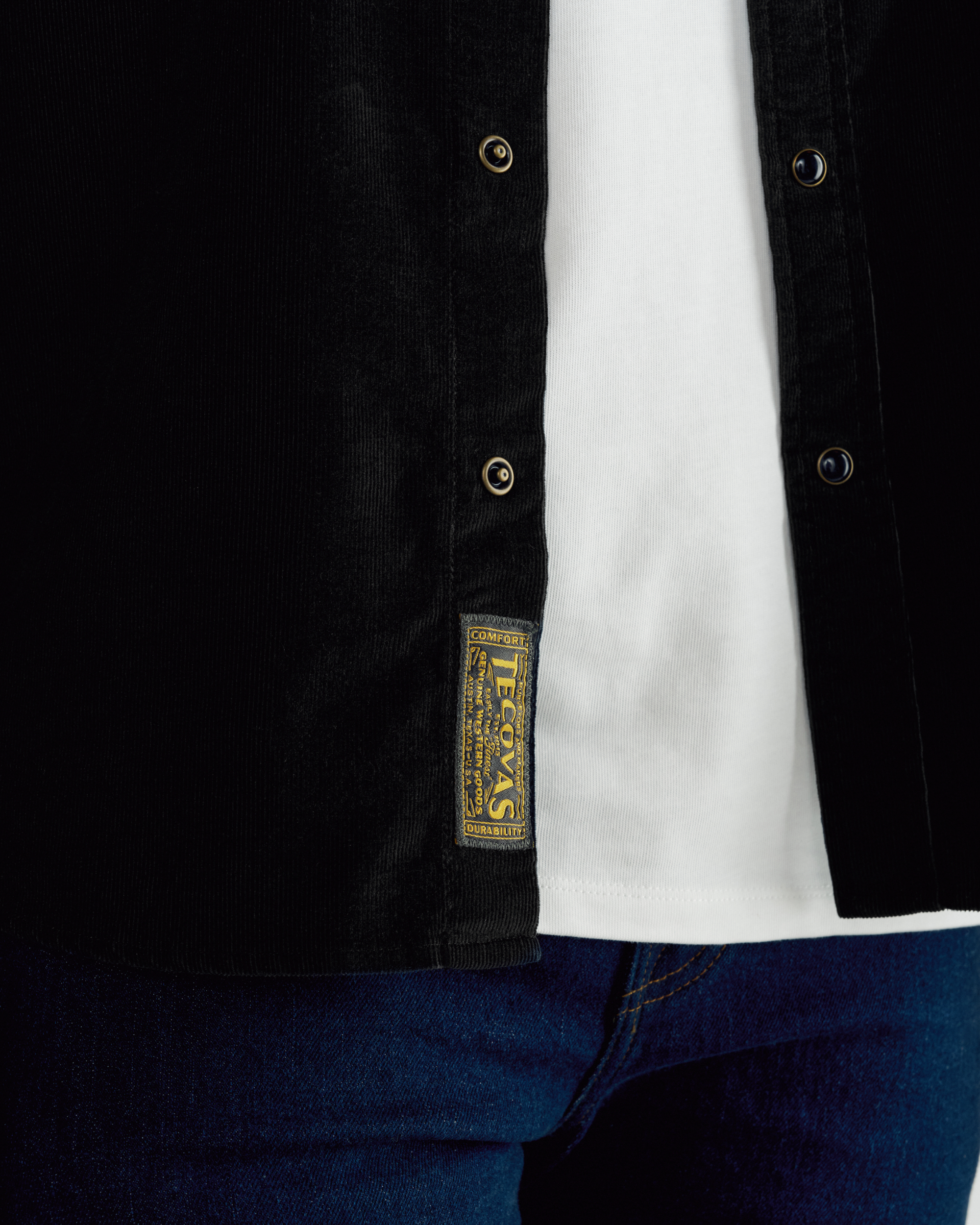Men's Long Sleeve Texas Weight Corduroy Pearl Snap - Black Corduroy