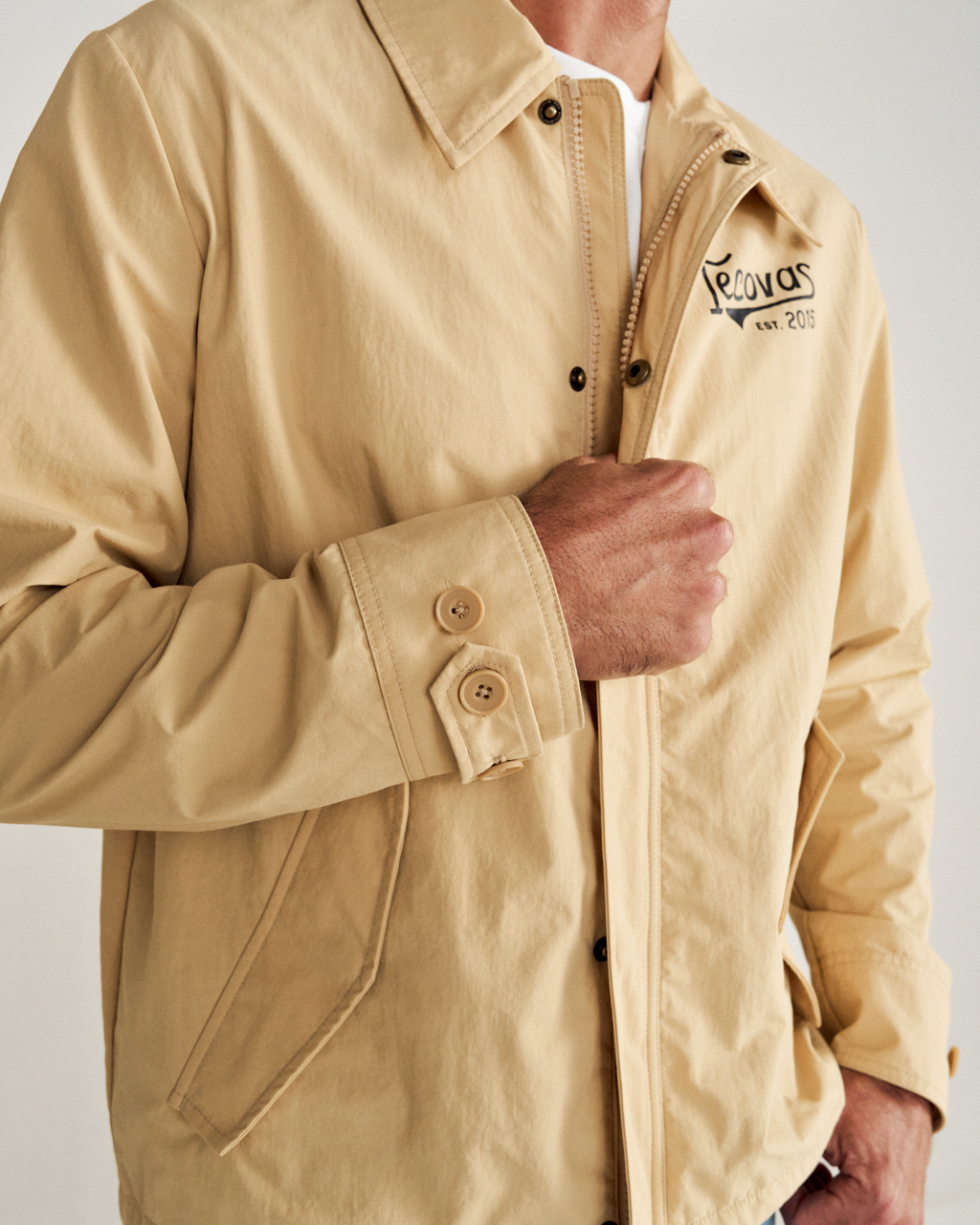 Men's Coaches Jacket - Khaki Nylon