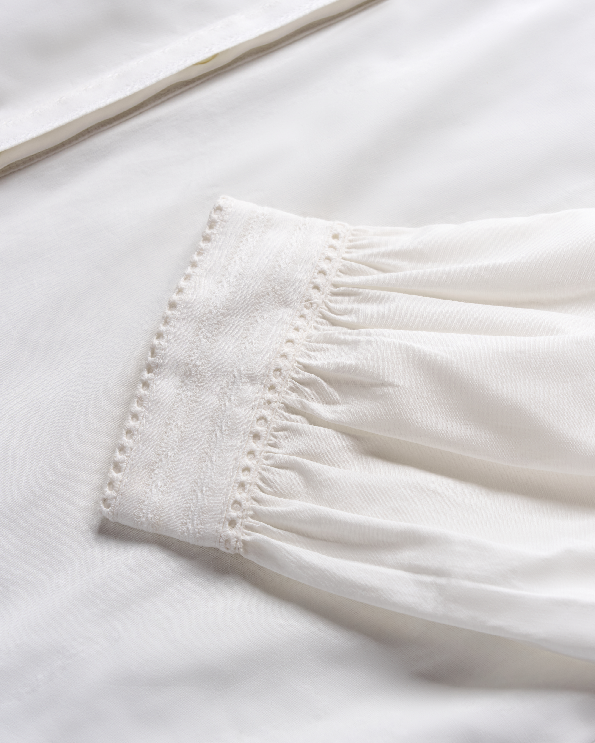Women's Lace Peasant Top - White Cotton