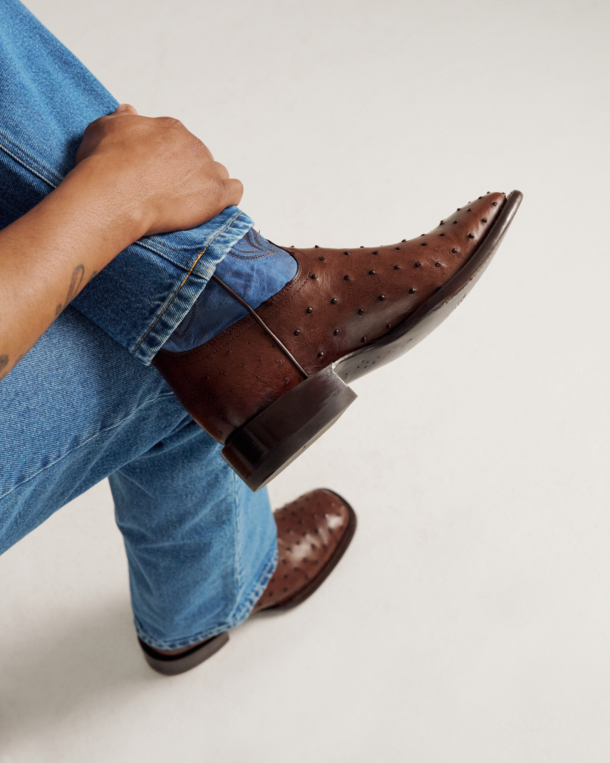 The Emmitt - Hazelnut Denim Ostrich