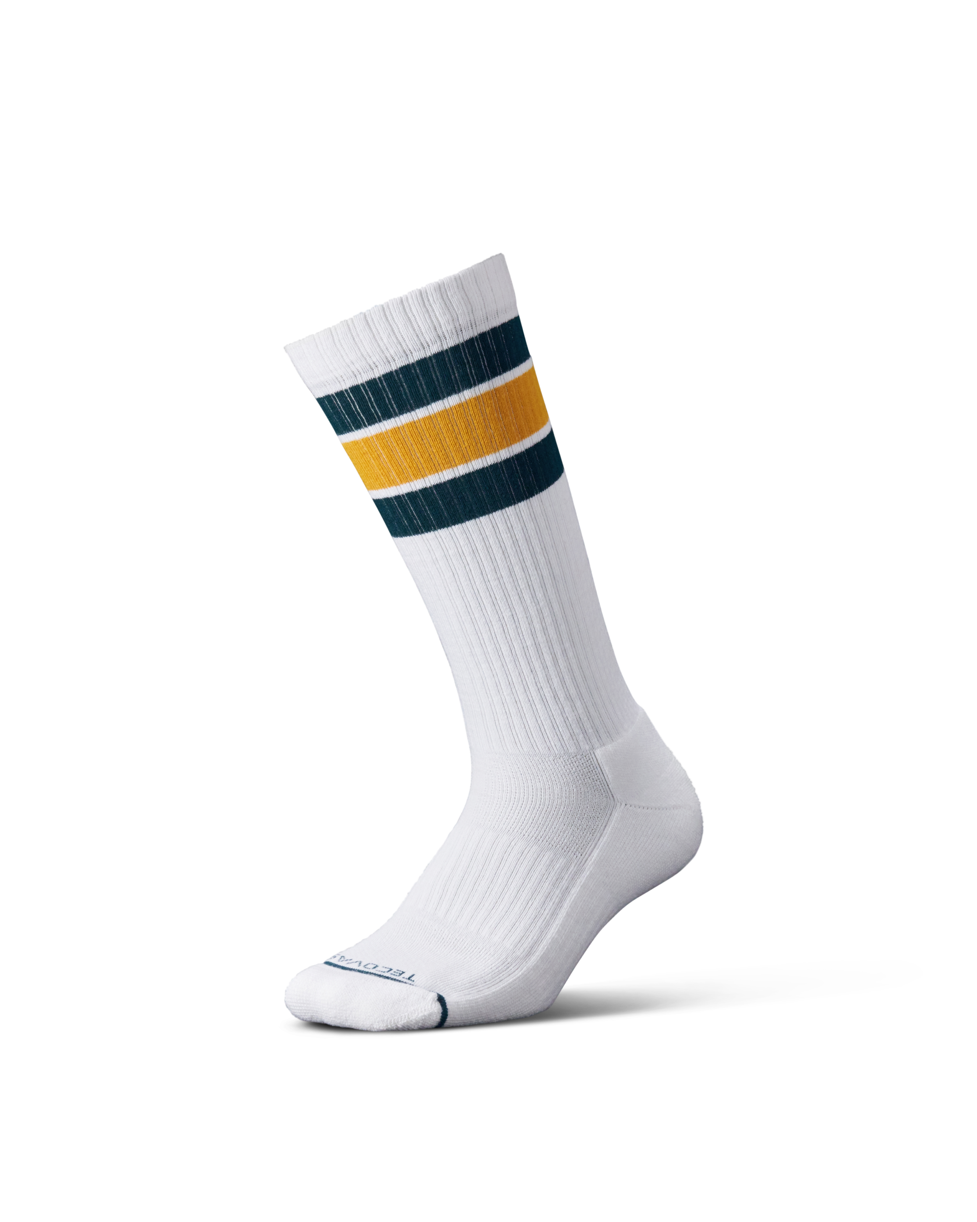 Mid Calf Performance Sock (2-Pack) - White Multi Polyester Spandex