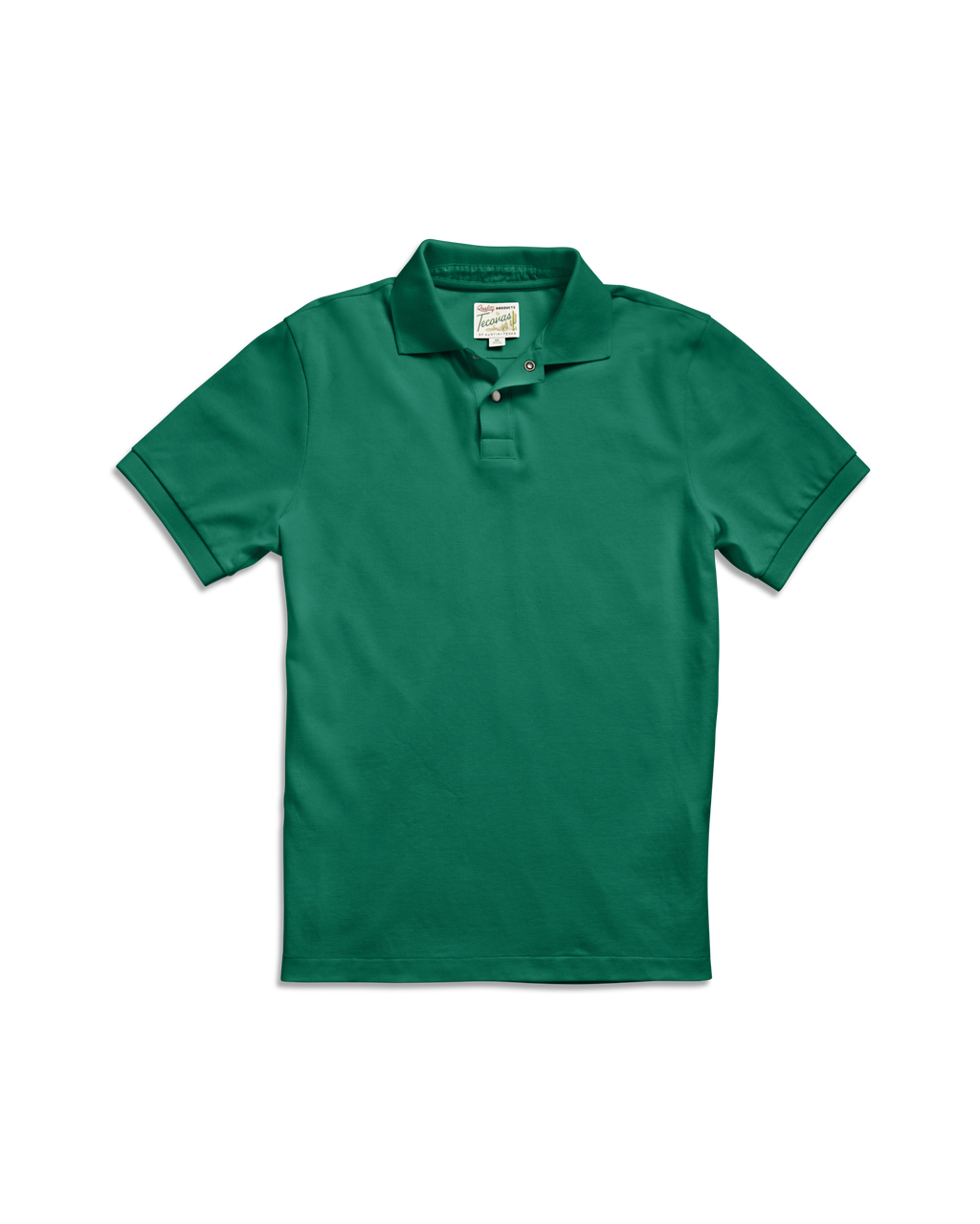 Men's Polo Short Sleeve Pearl Snap - Hunter Green Cotton