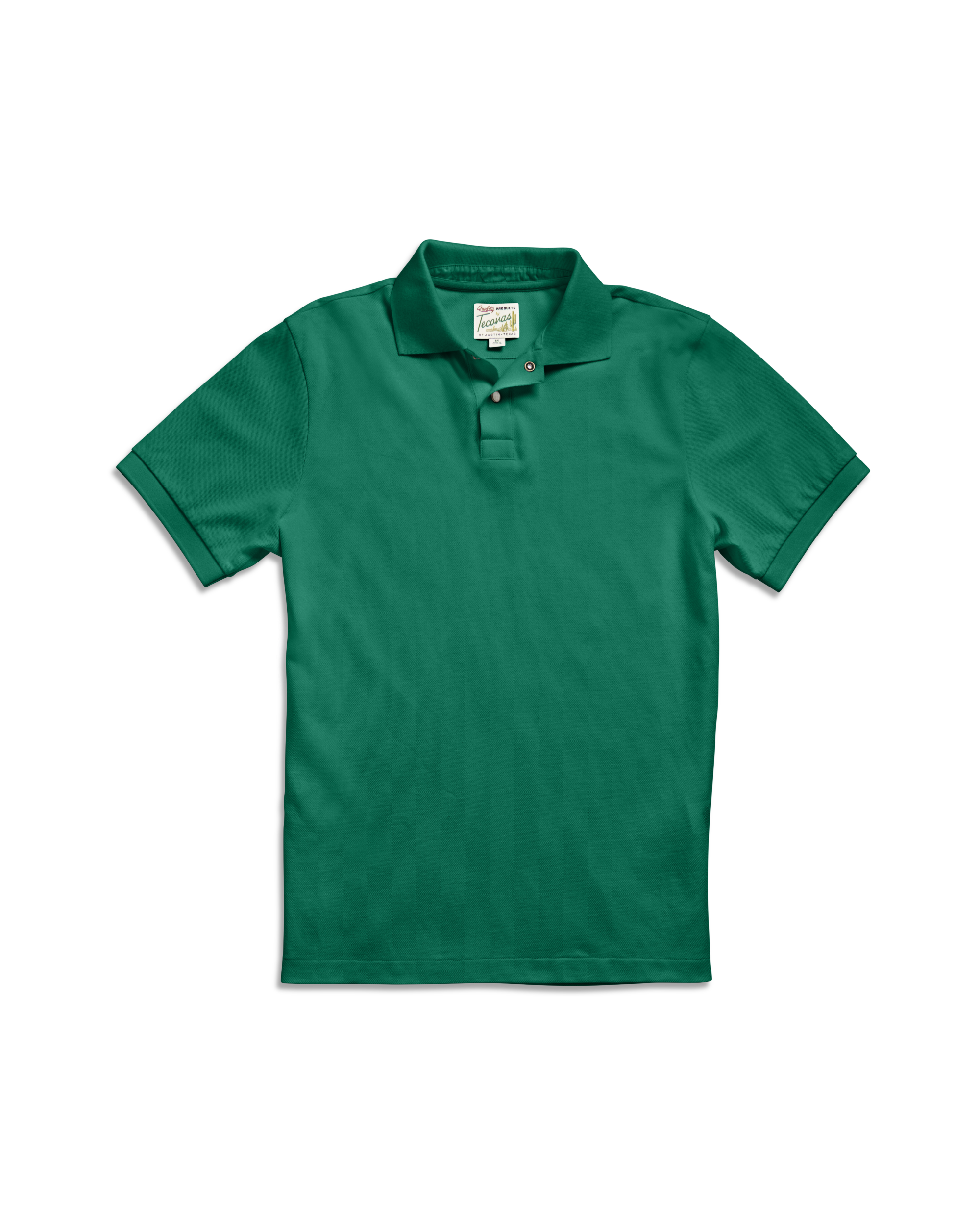 Men's Polo Short Sleeve Pearl Snap - Hunter Green Cotton