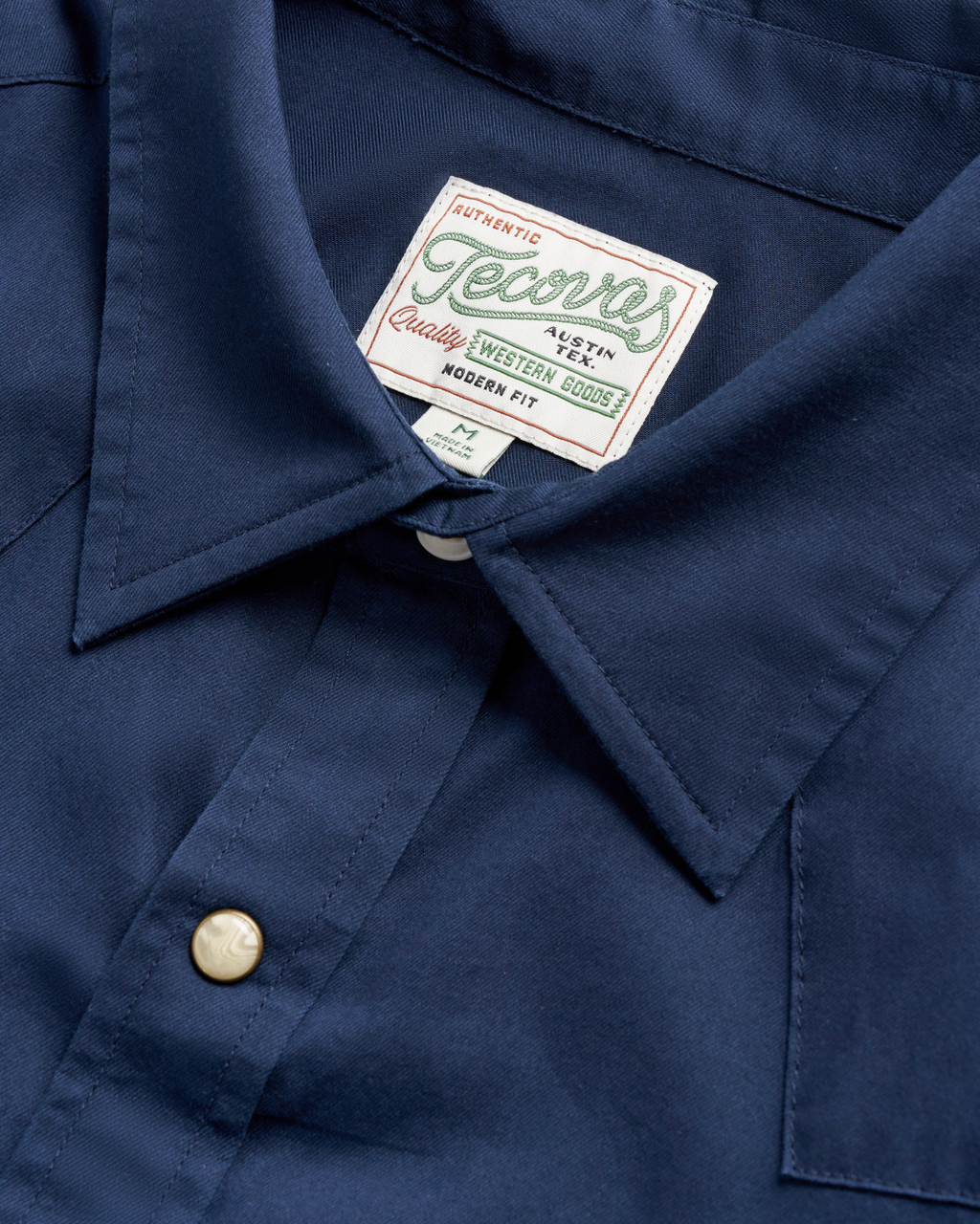 Men's Sawtooth Short Sleeve Pearl Snap - Navy Cotton