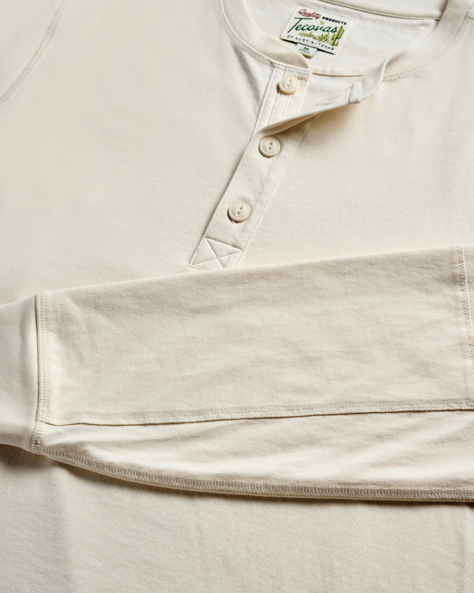 Men's Long Sleeve Henley - Whisper White Cotton