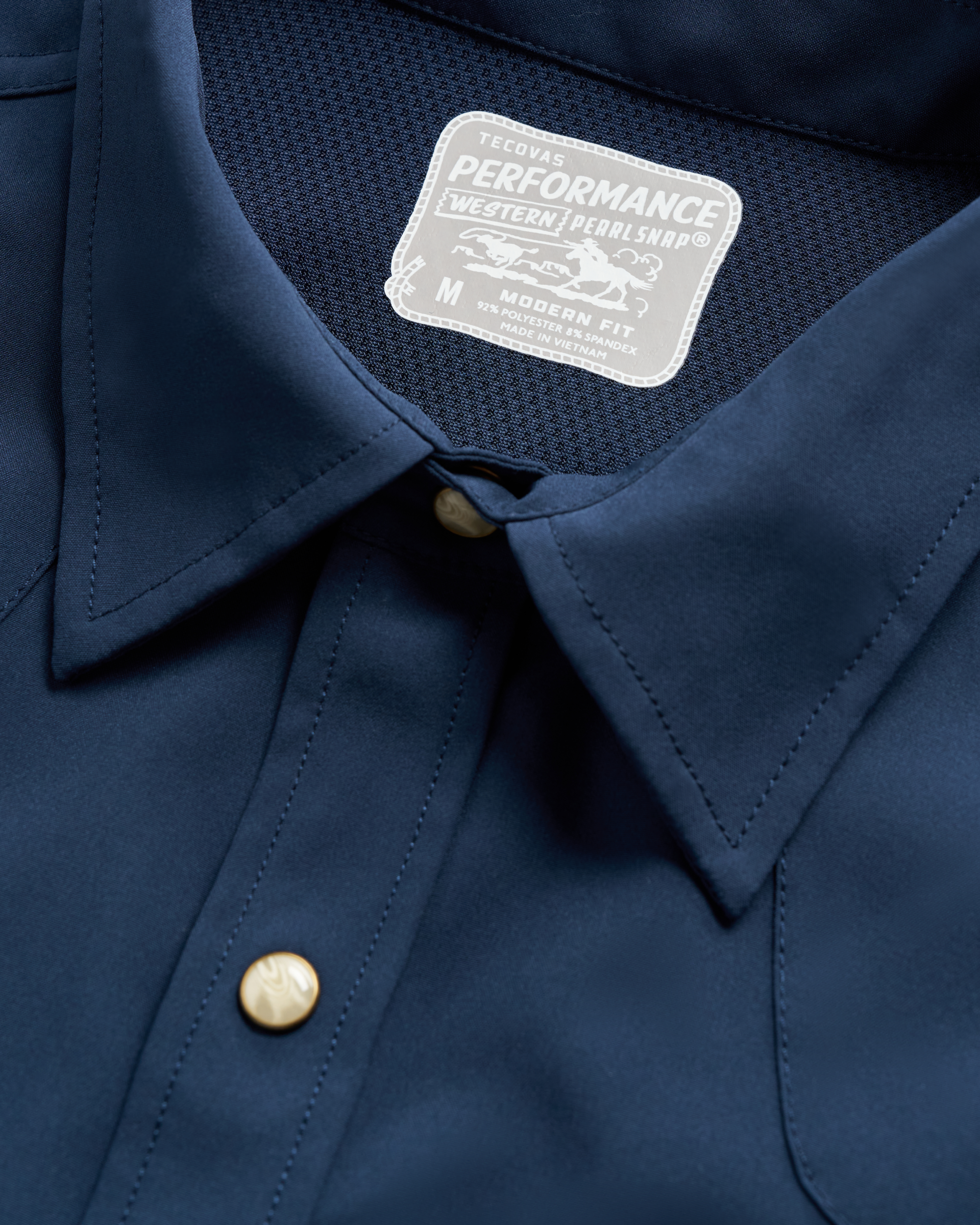 Men's Performance Short Sleeve Western Pearl Snap - Navy Performance