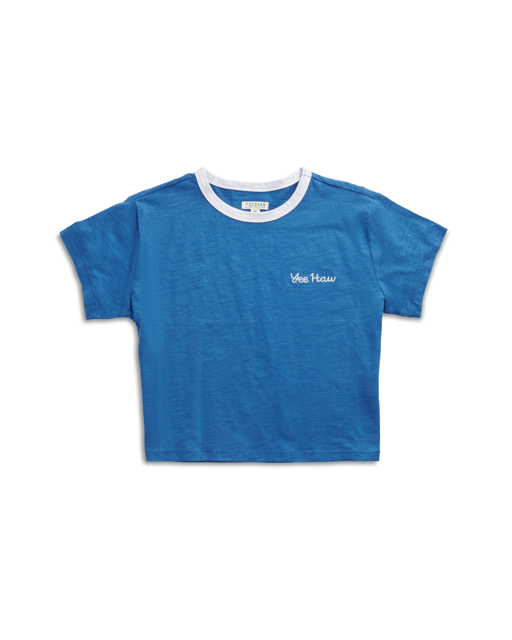 Women's Vintage Ringer Tee - Blue White Cotton
