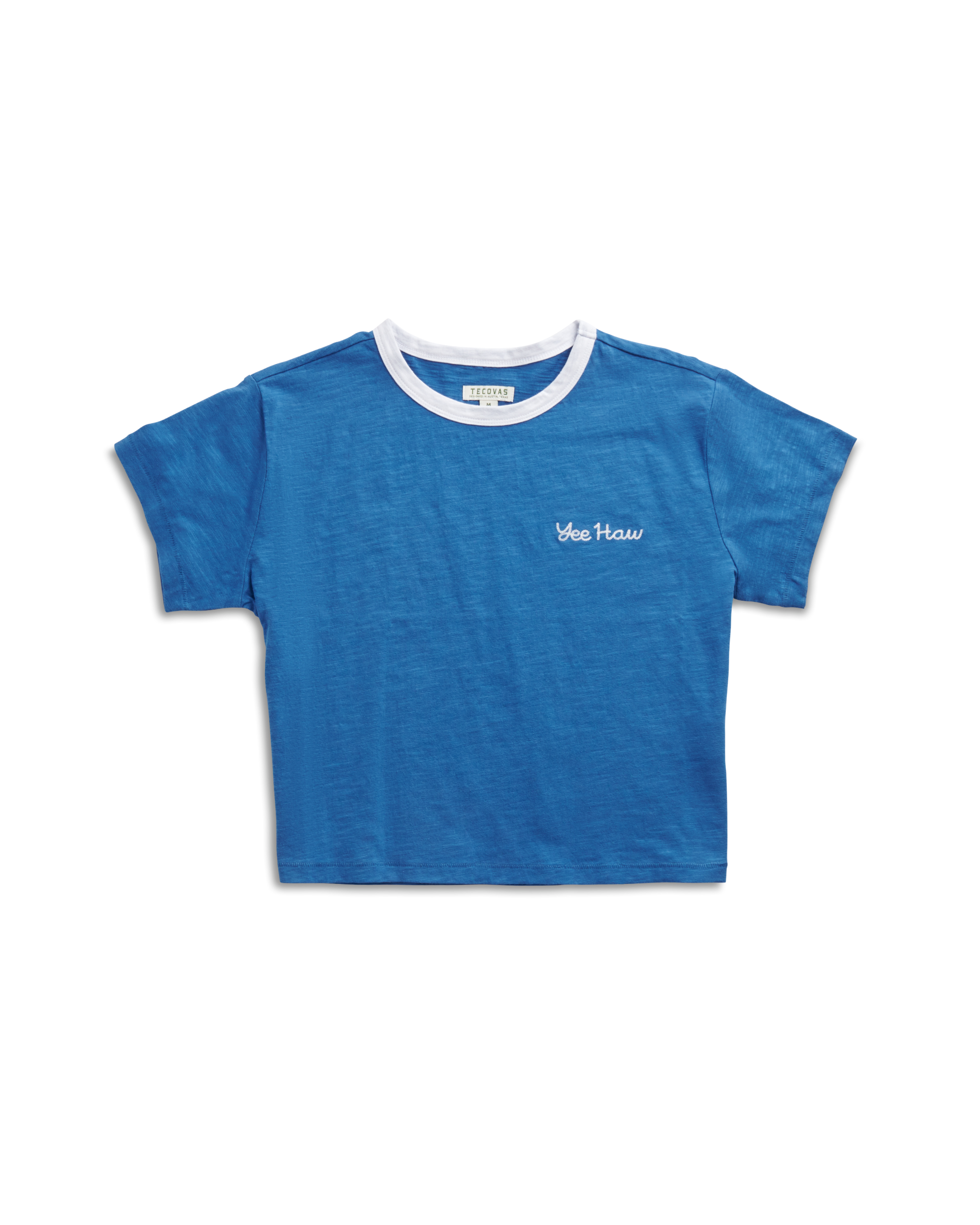 Women's Vintage Ringer Tee - Blue White Cotton