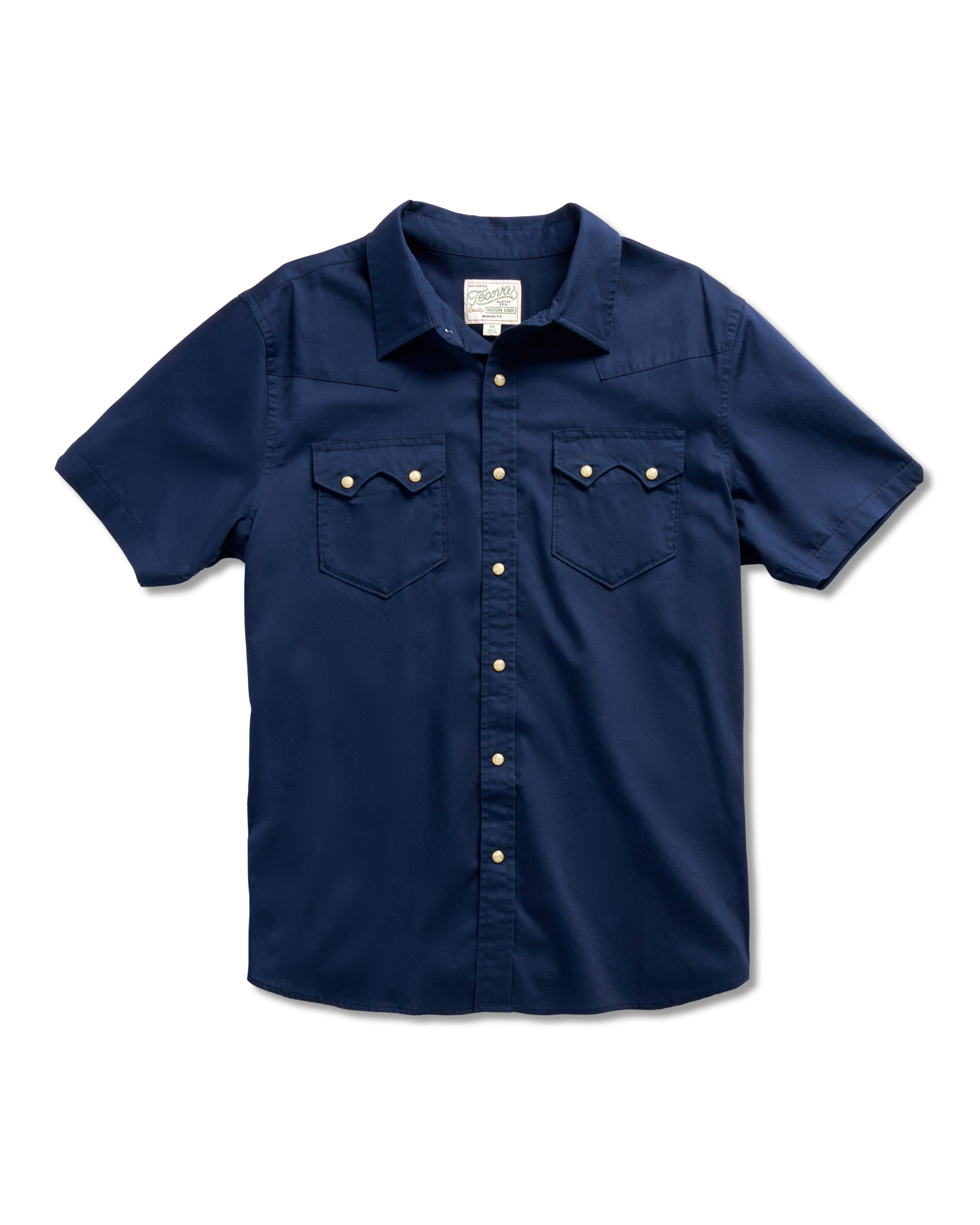 Men's Sawtooth Short Sleeve Pearl Snap - Navy Cotton