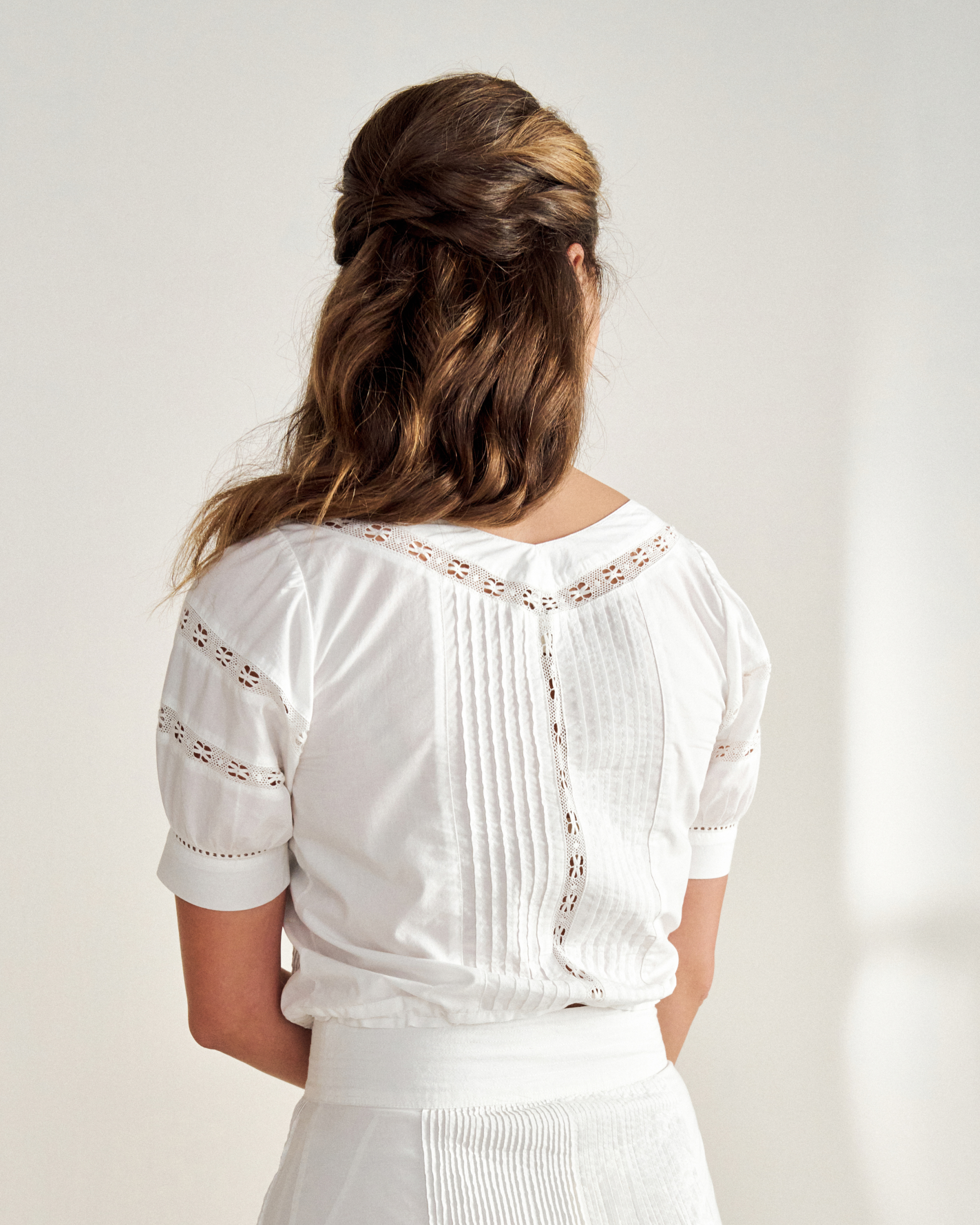 Women's Cotton Poplin Top - White Cotton