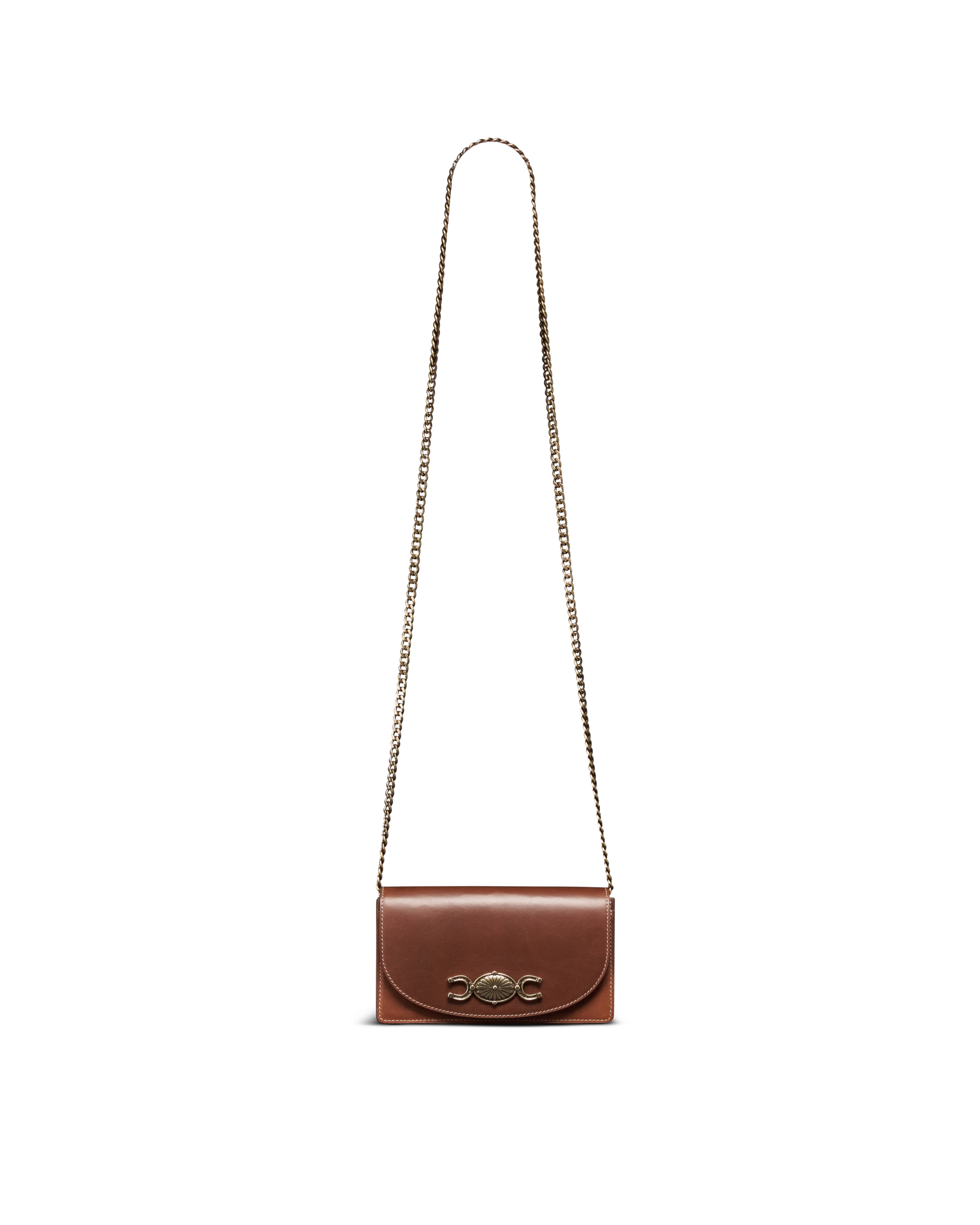 Concho Chain Crossbody - Saddle Cowhide