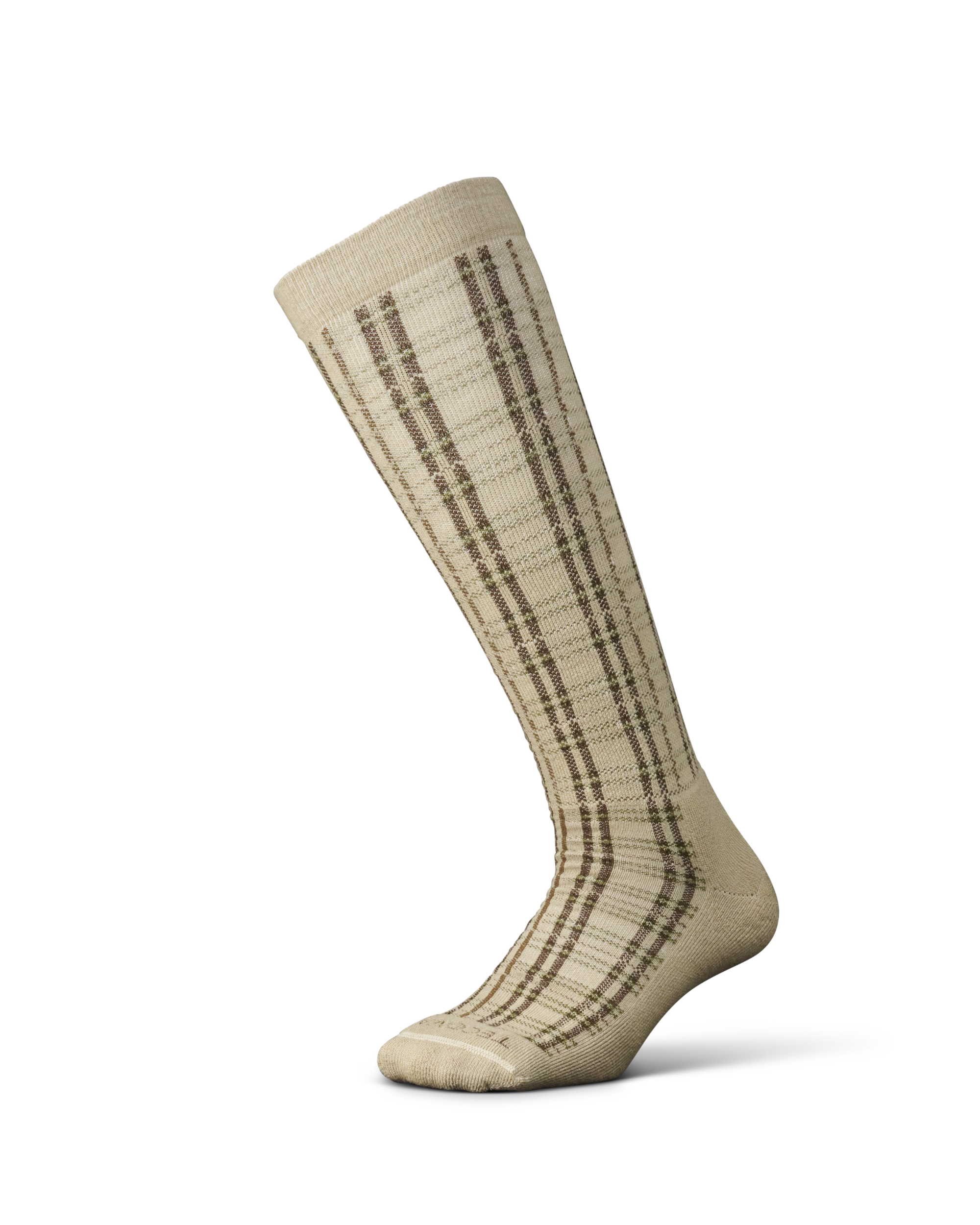 Over-the-Calf Plaid & Horseshoe Socks (3-Pack) - Green Khaki Dark Brown Polyester Spandex