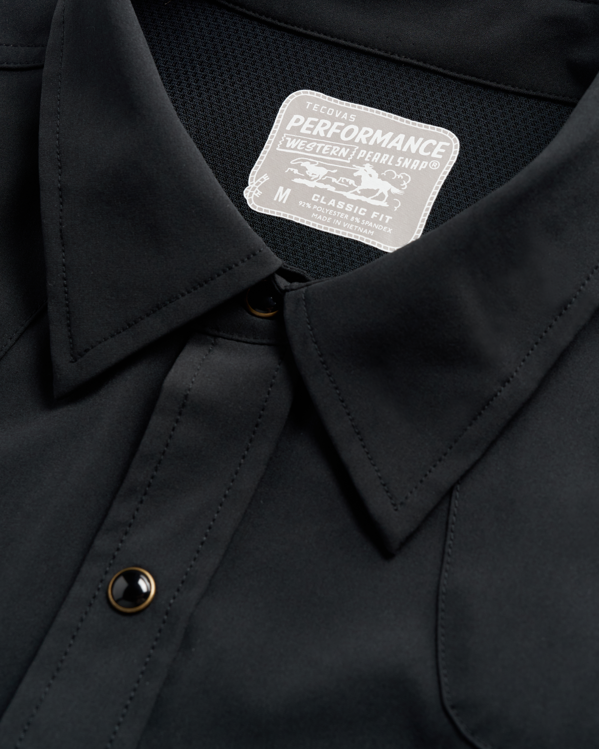 Men's Performance Short Sleeve Western Pearl Snap - Classic Fit - Black Performance