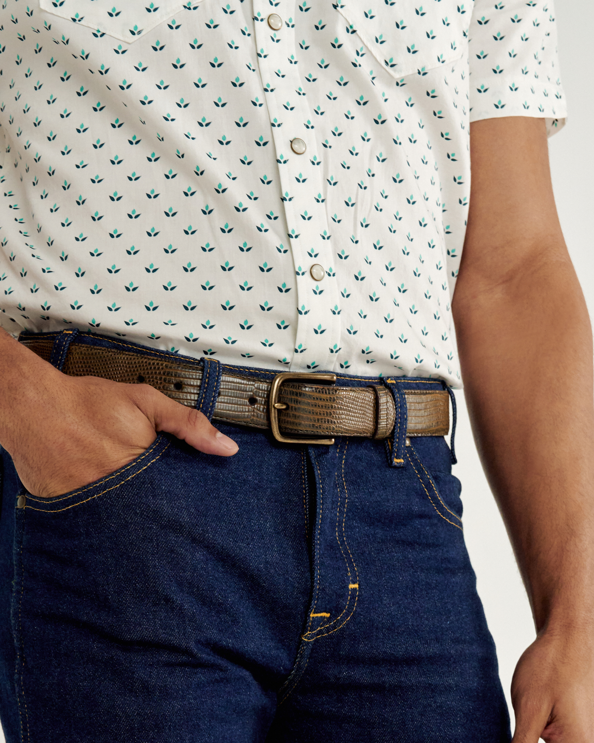 Men's Lizard Belt - Burnt Cedar Relic Lizard