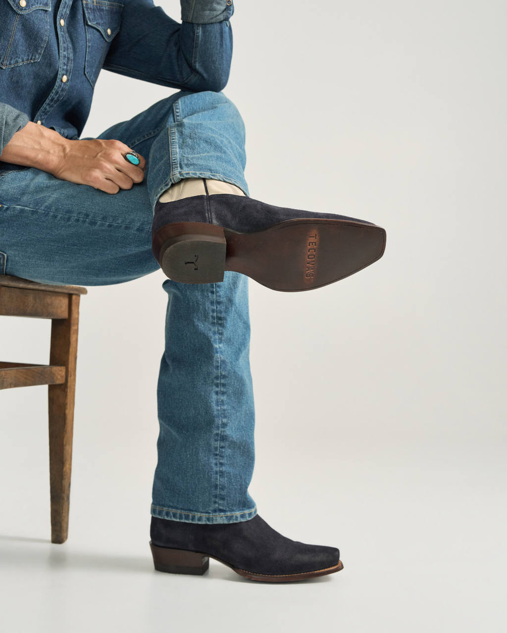 The Warren - Navy White Suede
