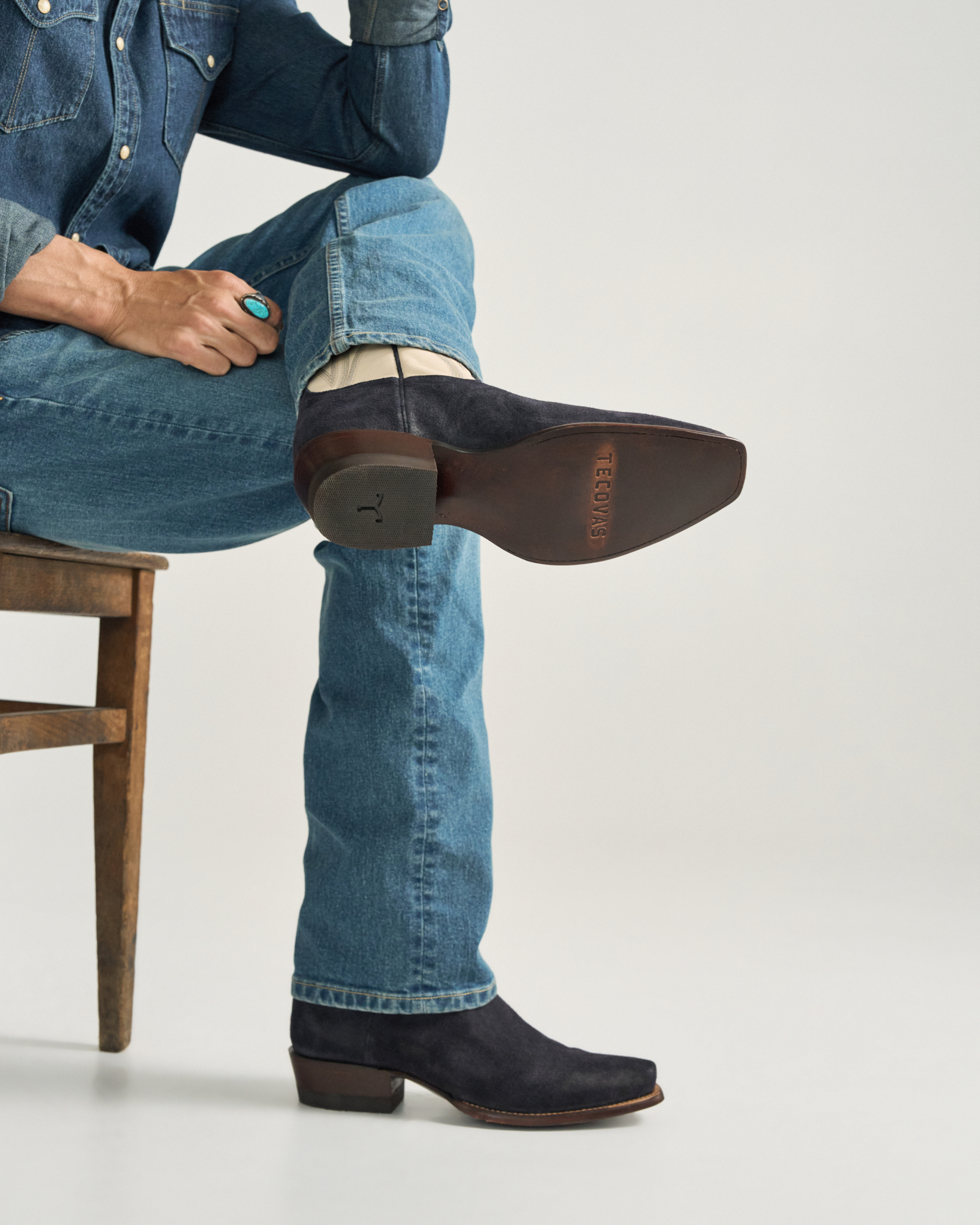 The Warren - Navy White Suede