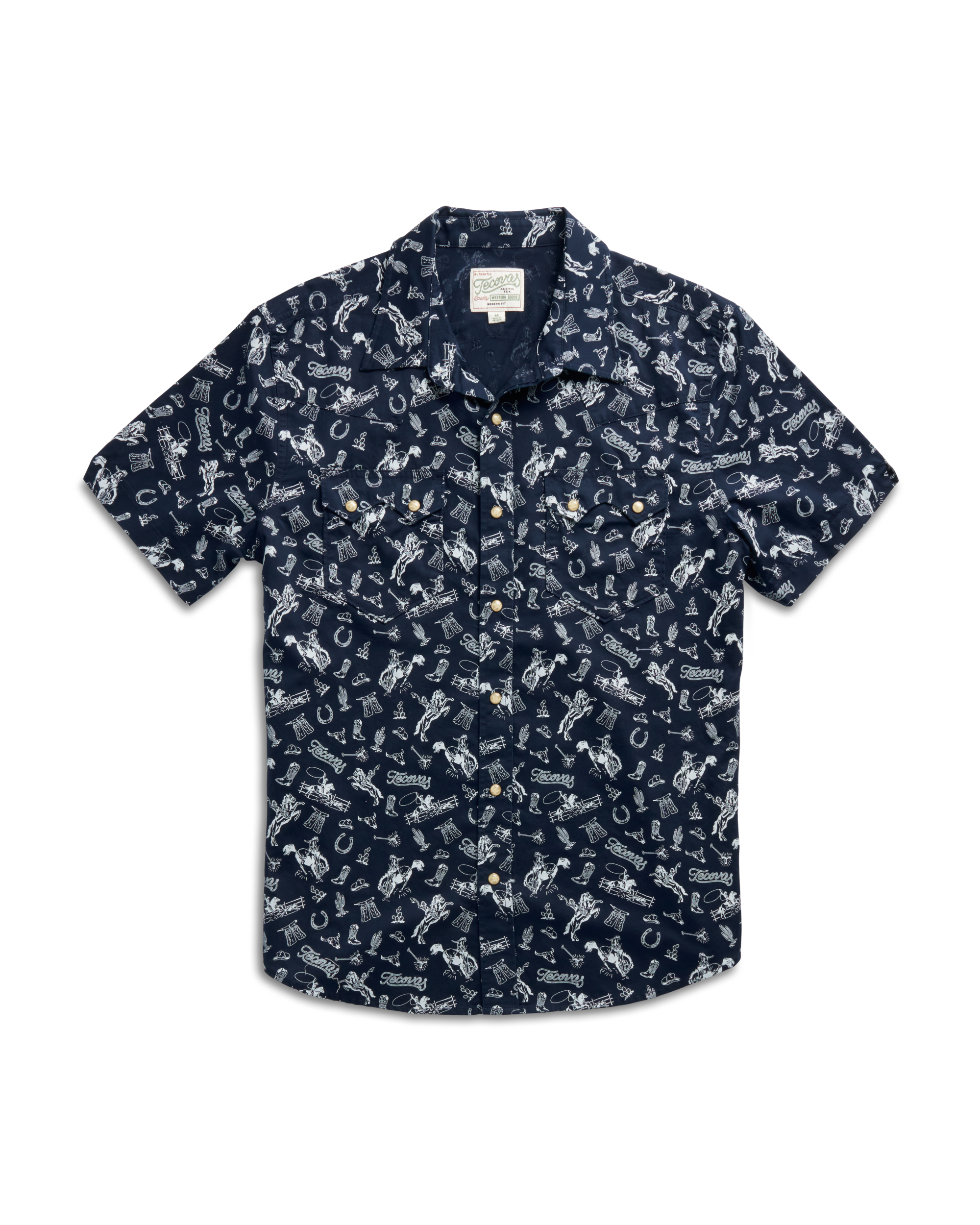 Men's Sawtooth Short Sleeve Pearl Snap - Navy White Cotton