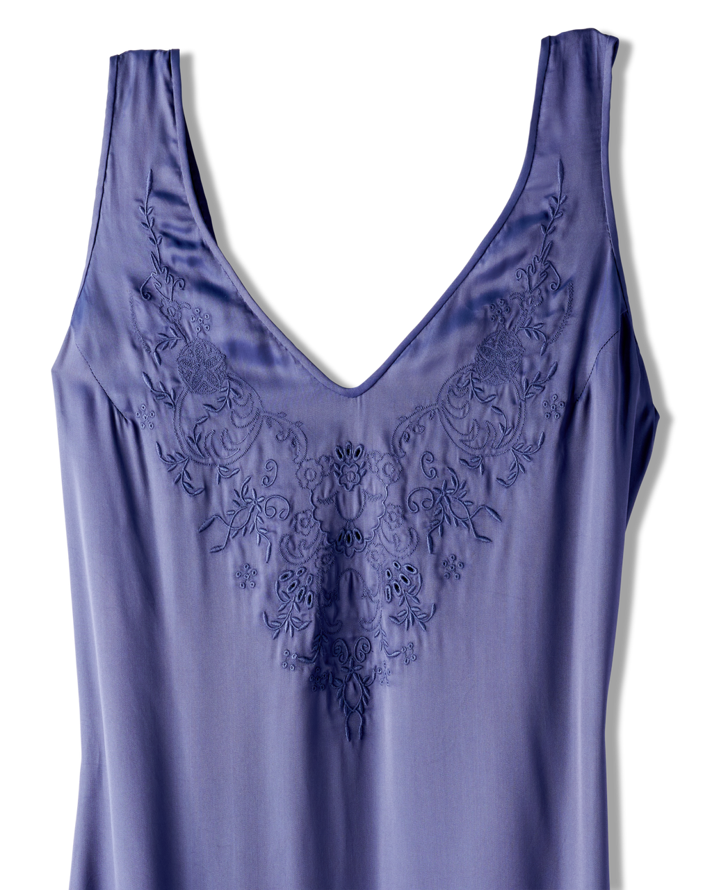 Women's Embroidered Slip Dress - Navy Viscose