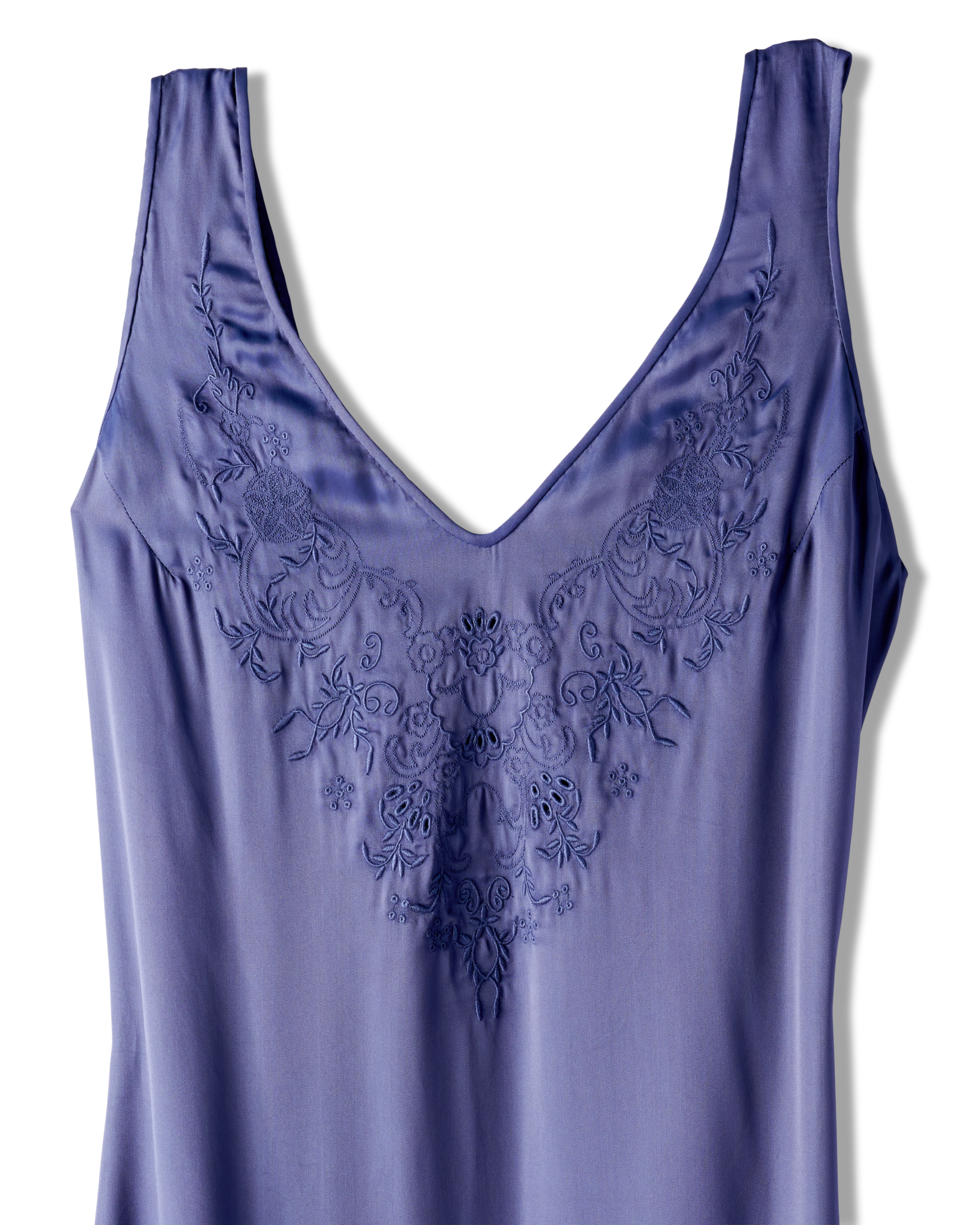 Women's Embroidered Slip Dress - Navy Viscose