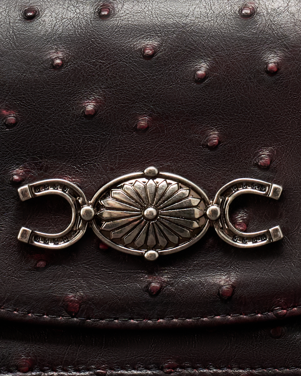 Concho Chain Crossbody - Black Cherry Ostrich