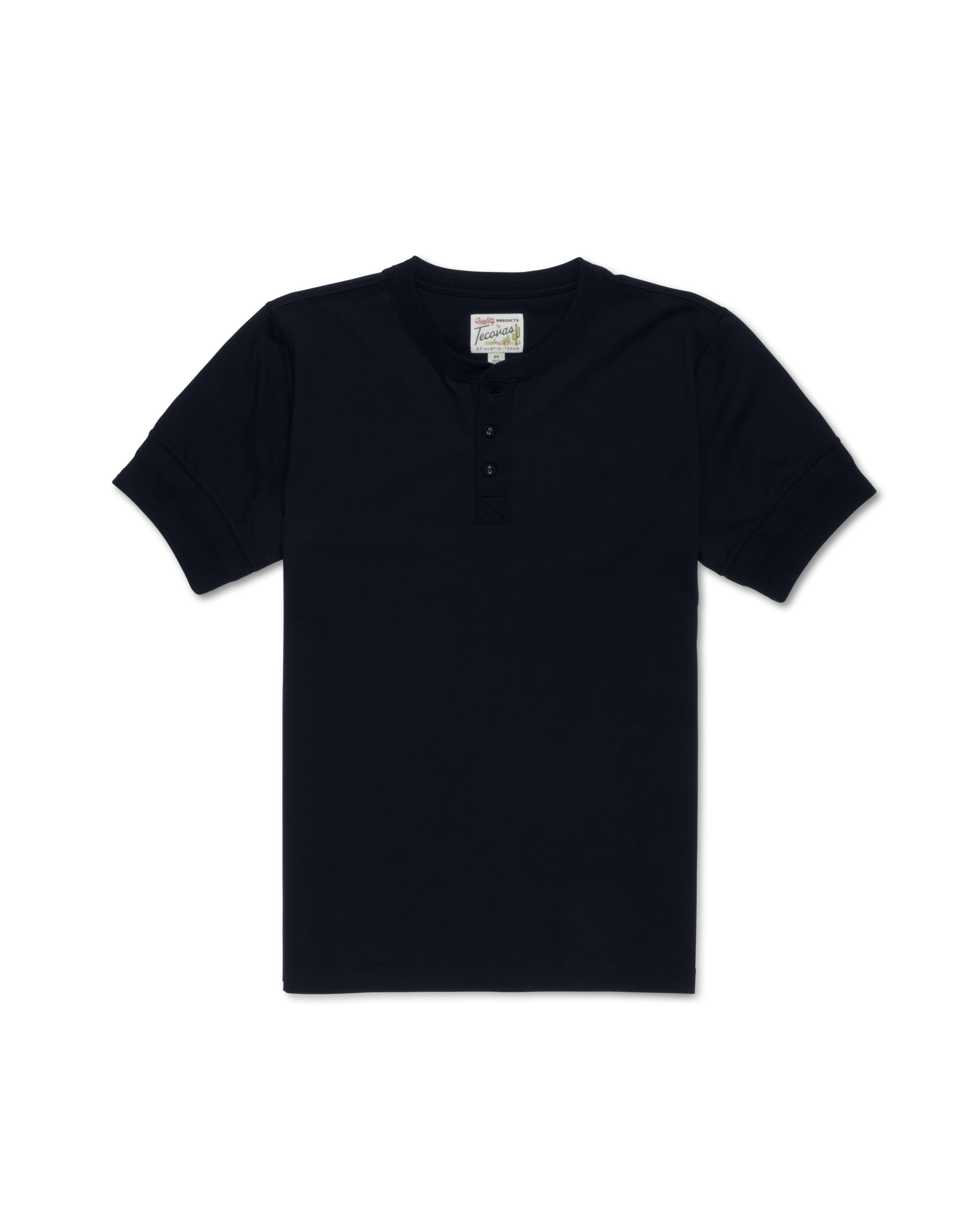 Men's Standard Issue Short Sleeve Henley - Black Pima Cotton