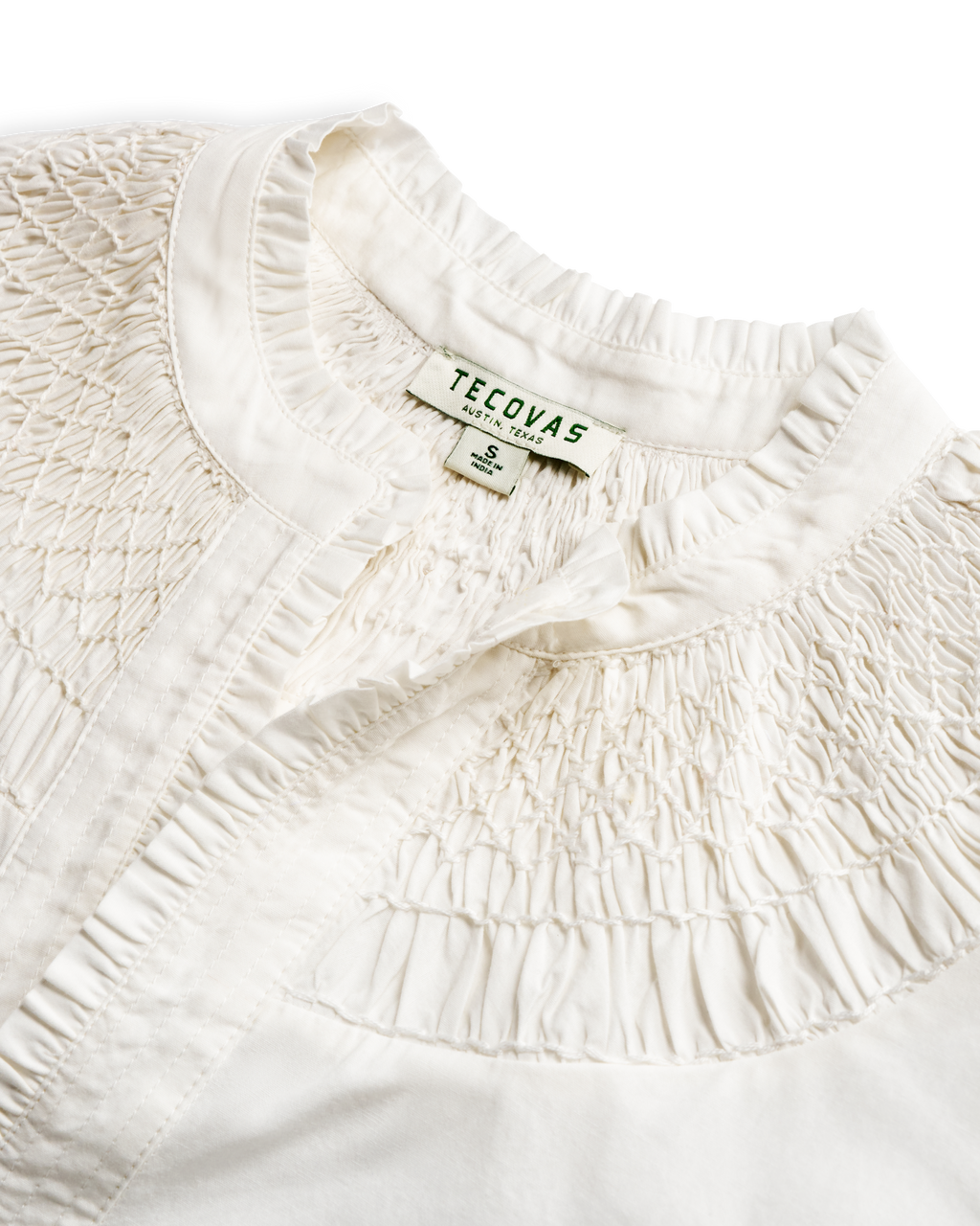 Women's Split Neck Top - White Cotton