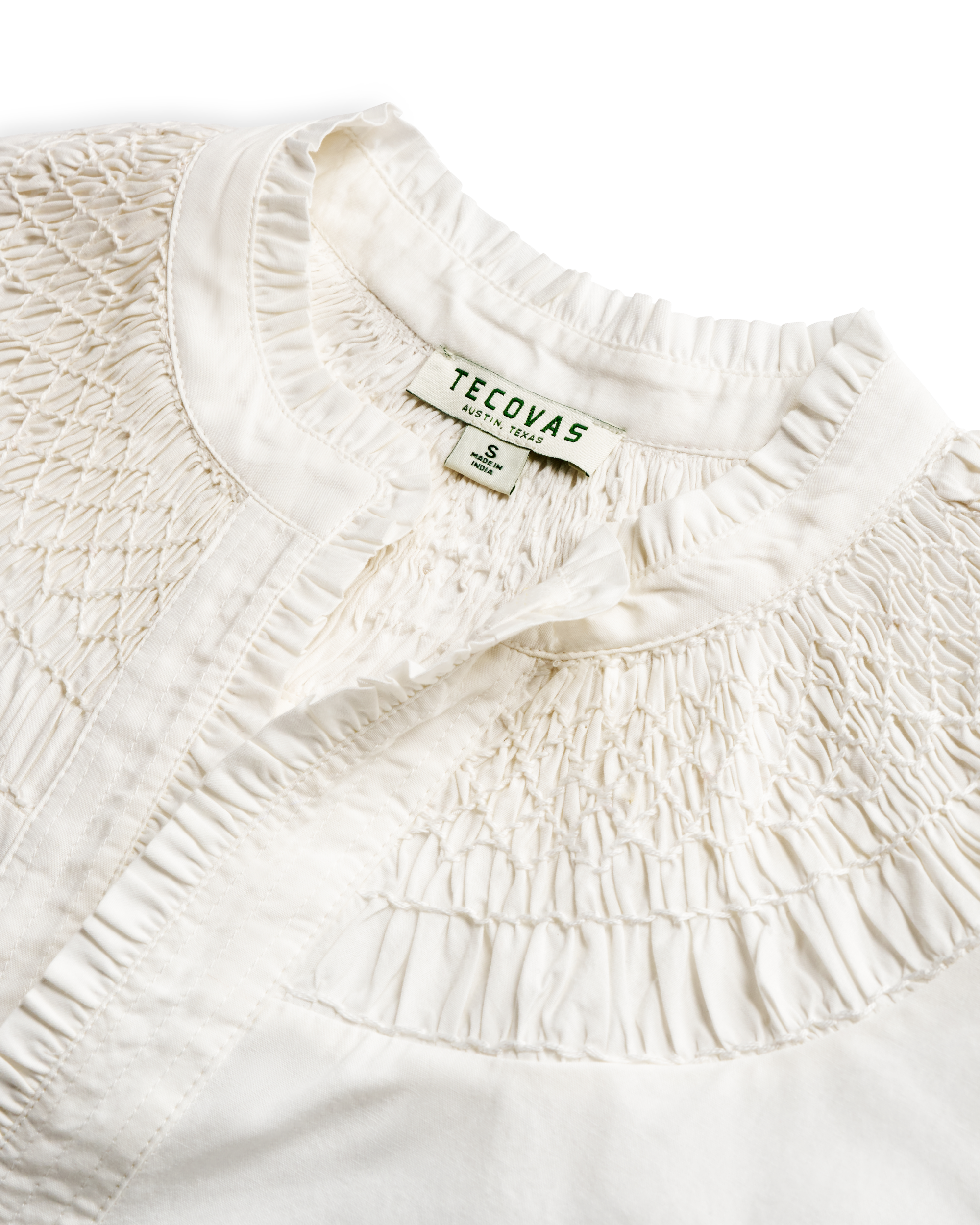 Women's Split Neck Top - White Cotton
