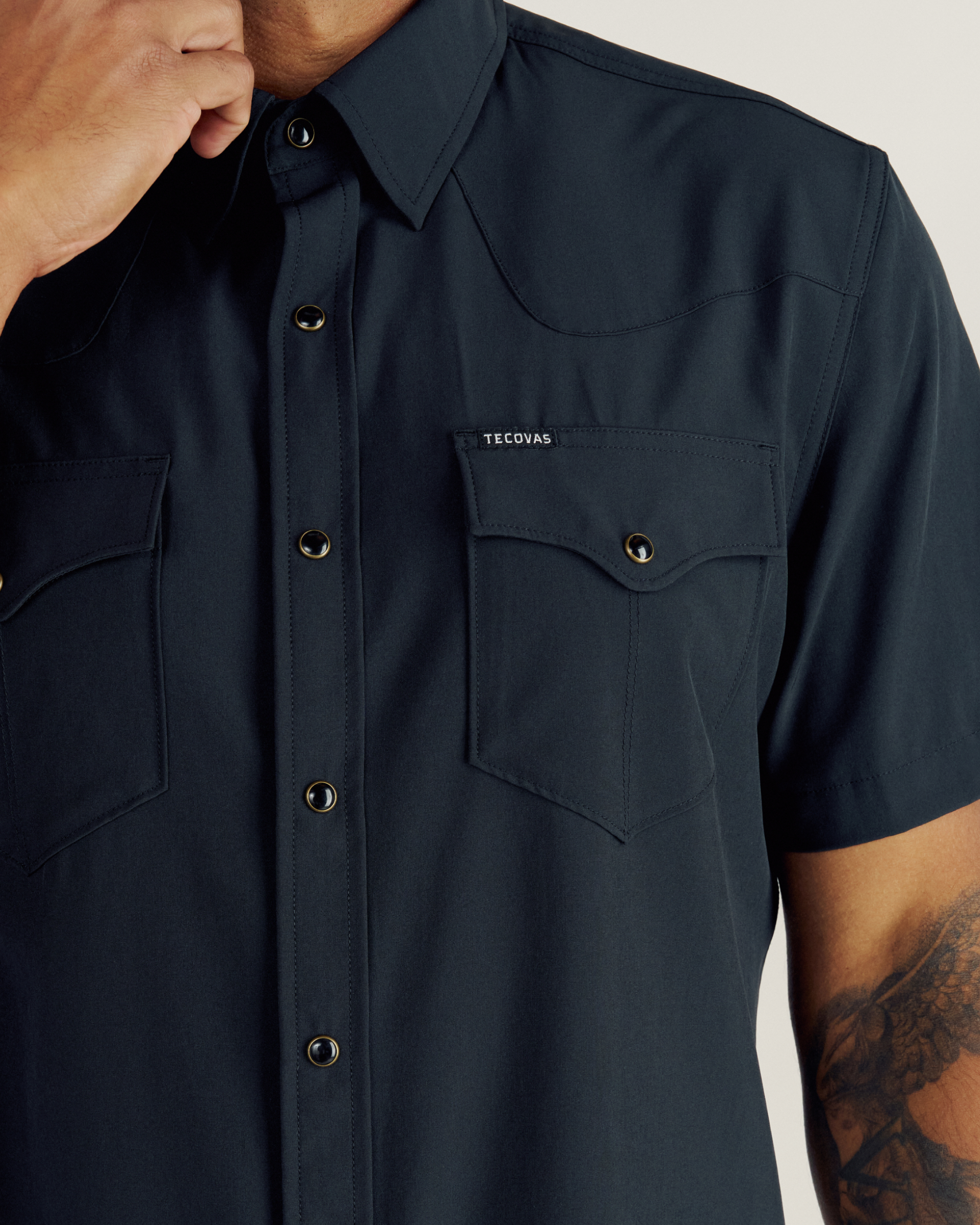 Men's Performance Short Sleeve Western Pearl Snap - Black Performance