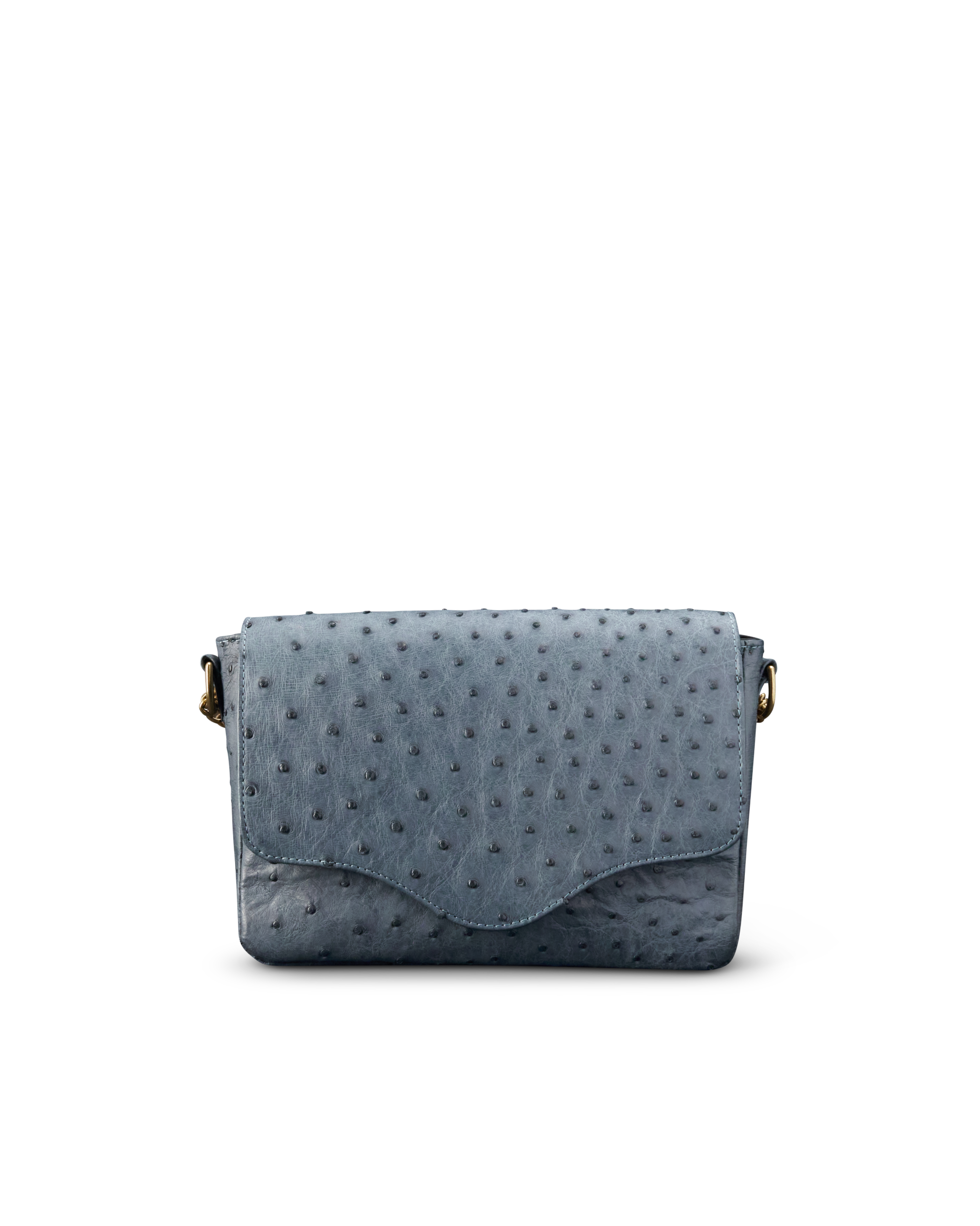 Ostrich Shoulder Bag - Blue Ostrich