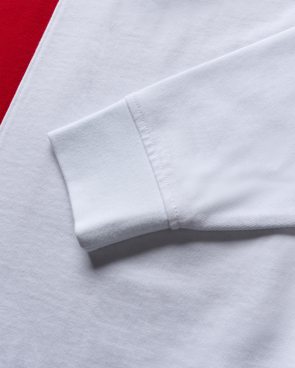 Men's Long Sleeve Polo - Red White Cotton