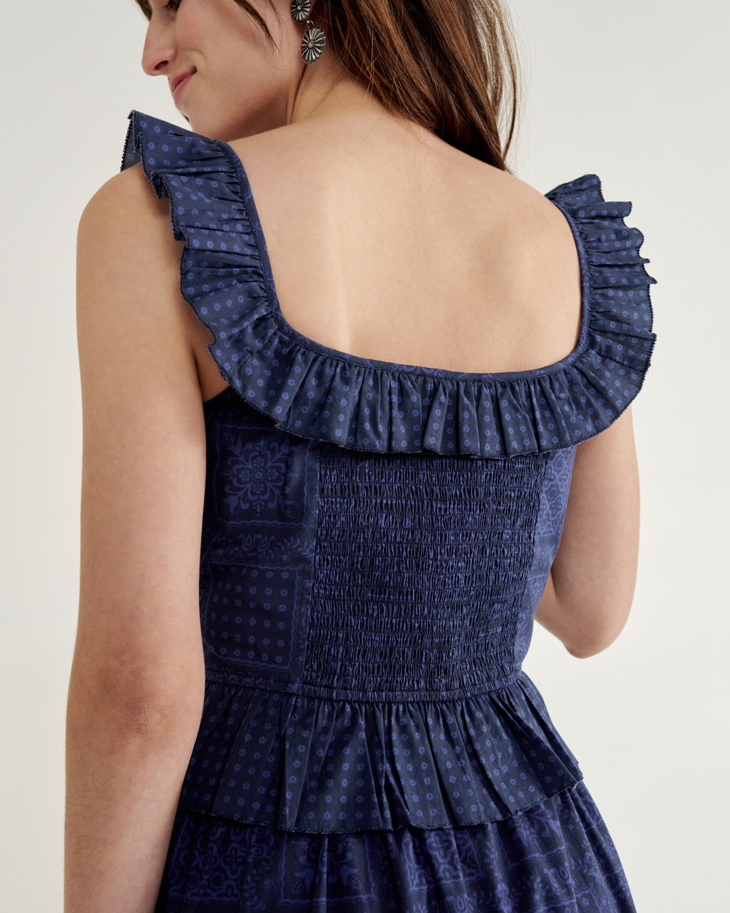 Women’s Bandana Peplum Tank - Navy Cotton